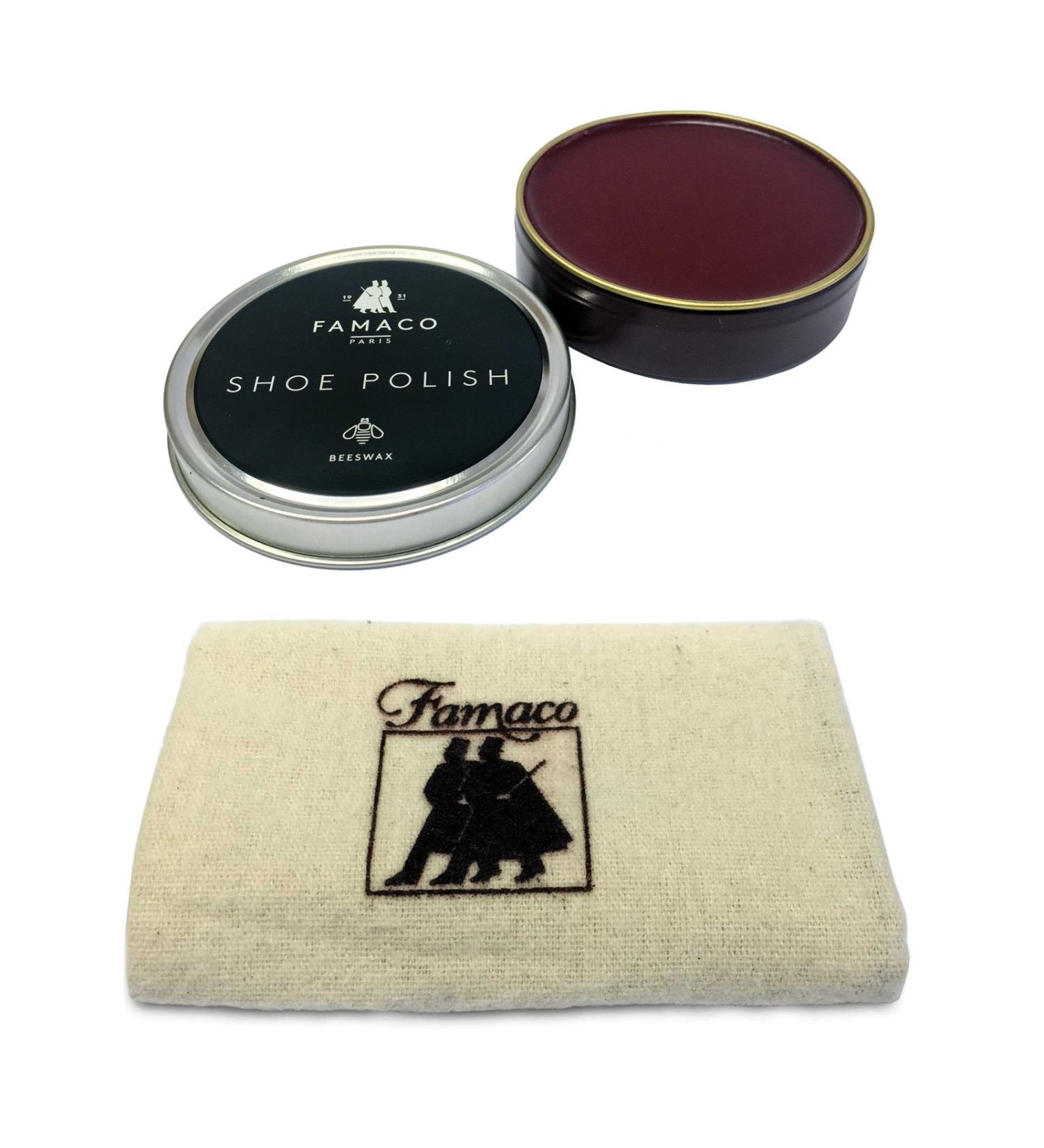 Famaco 50ml Shoe Polish & Polishing Cloth Shoe Care Kit For Dr Martens & Similar Oxblood
