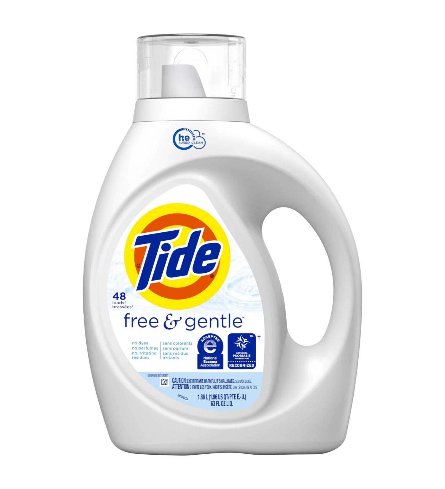Tide Free & Gentle Liquid Laundry Detergent - 48 Loads 63 fl oz | Gentle on Skin Powerful Clean | Buy Internationally - Buy Online on GoSupps.com