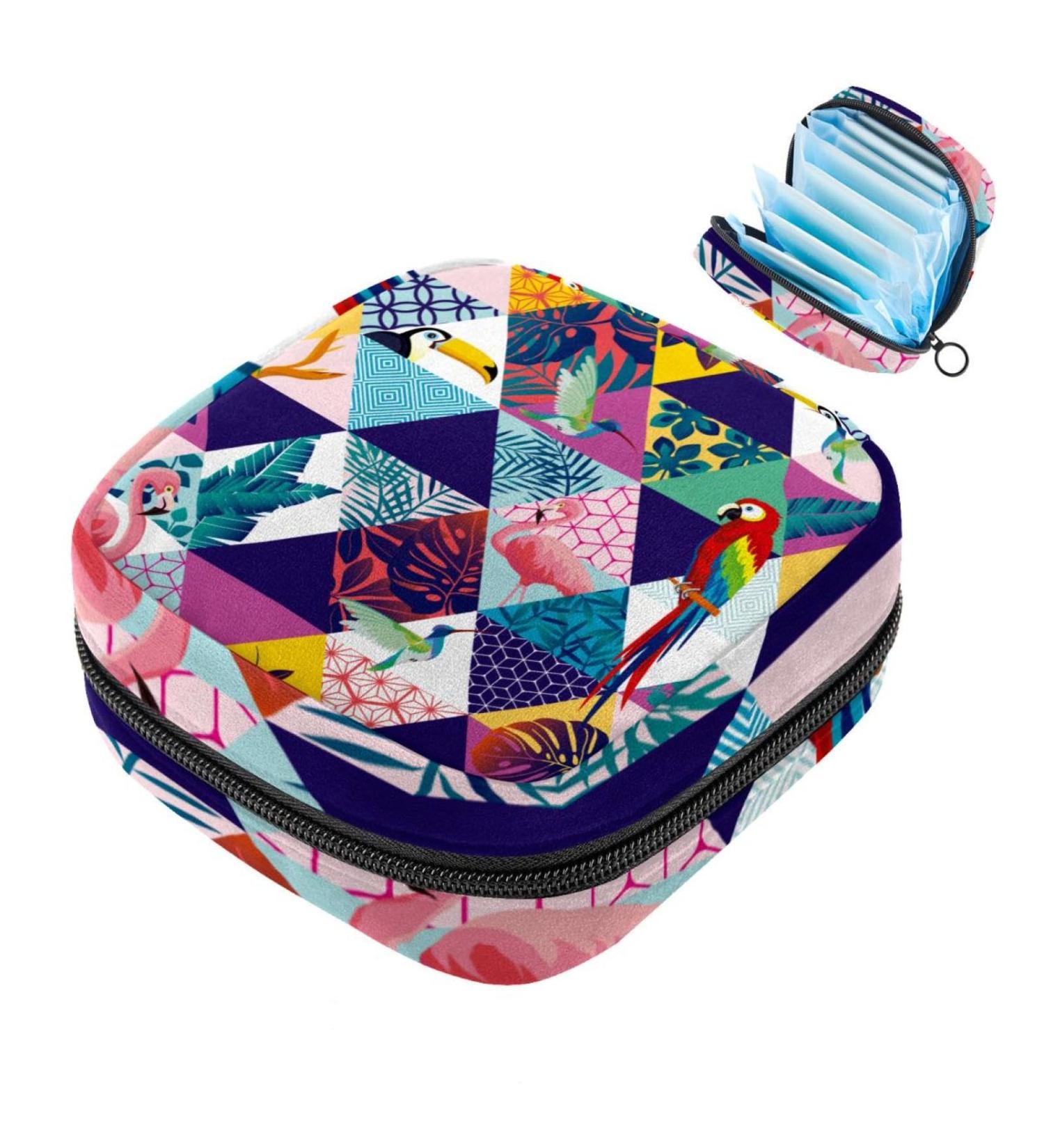Portable Women's Binding-Up Bags | Menstrual Cup Bags & Feminine Insert Bags for Teens | Colorful Flamingo & Geometry Designs - Buy Online on GoSupps.com