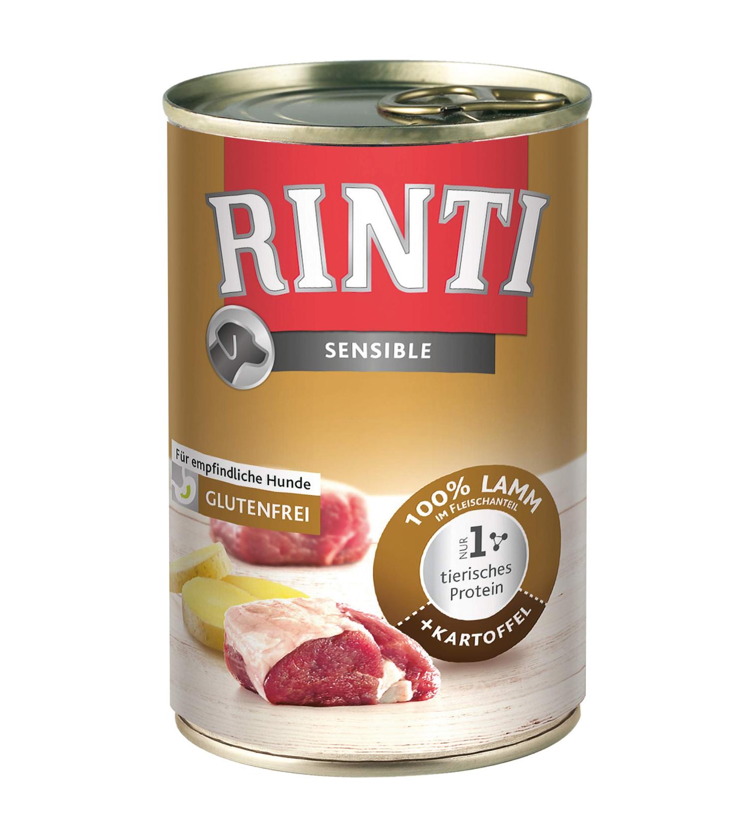 RINTI Sensible Lamb & Potato 12x400g - Premium Dog Food for Sensitive Stomachs | Buy Now - Buy Online on GoSupps.com
