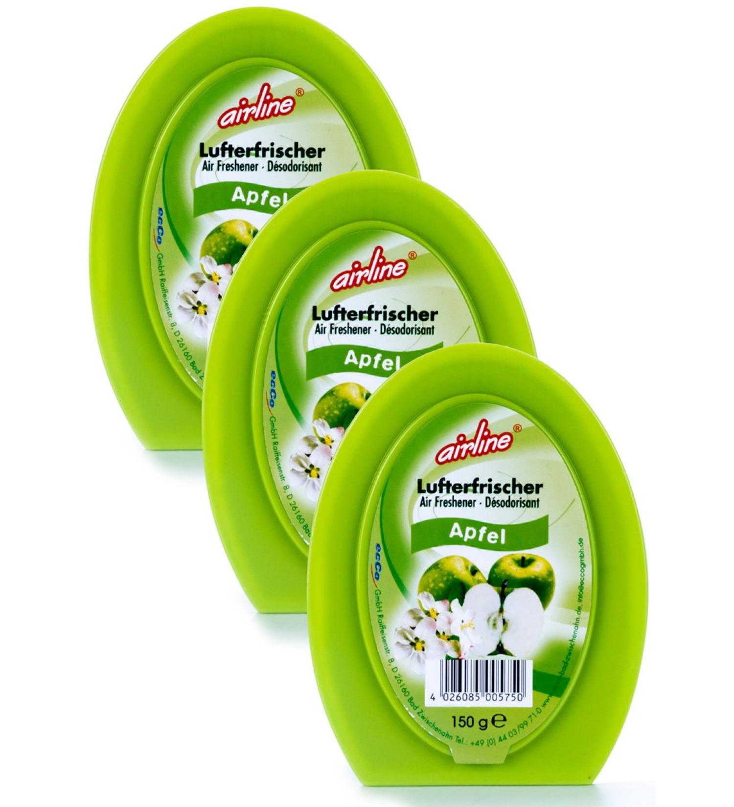 Airline Air Freshener Fragrance Gel Apple 3 x 150 g
