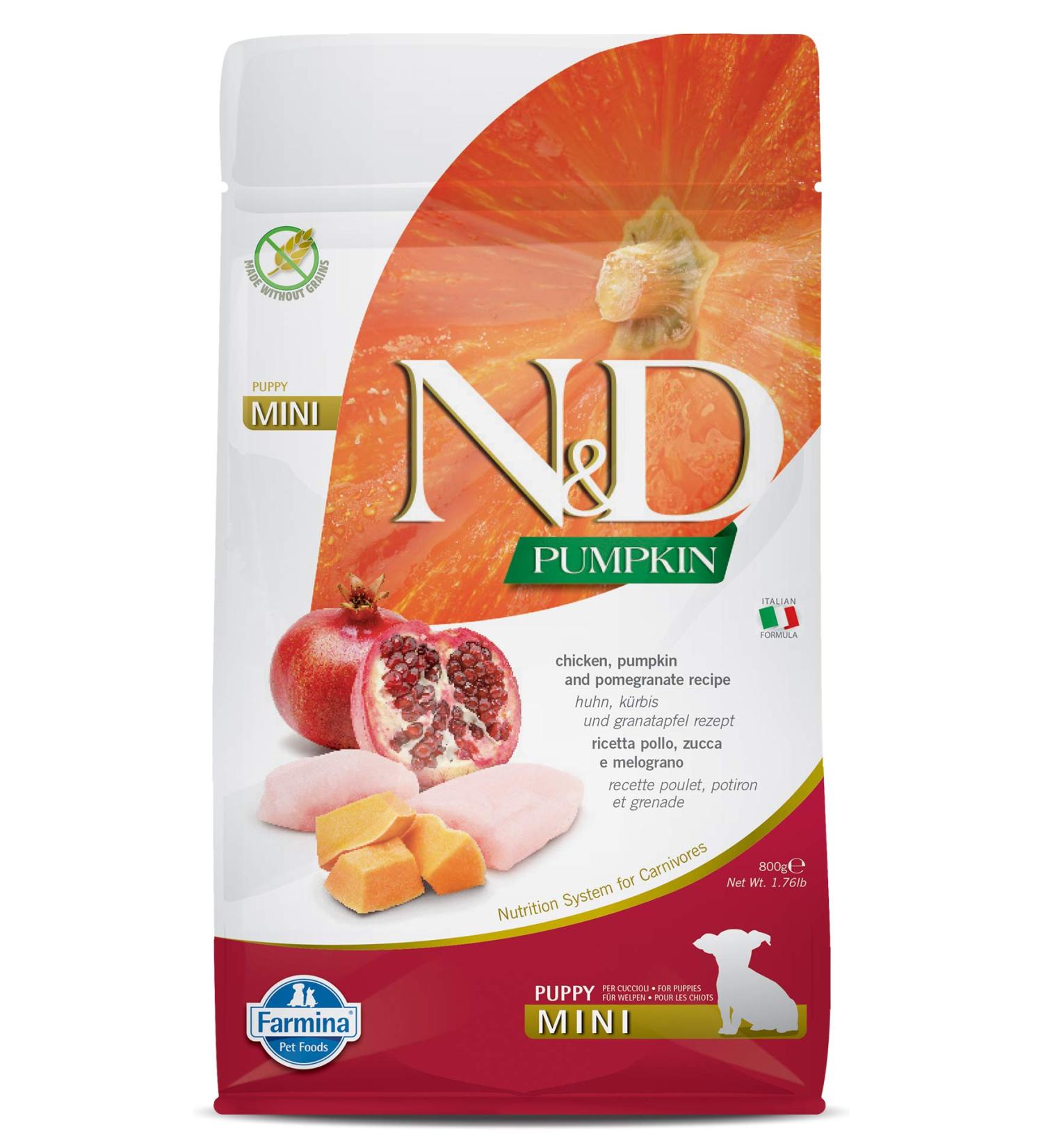 N&D Pumpkin Dog Chicken & Pomegranate Puppy Mini 800 GR - Buy Online on GoSupps.com