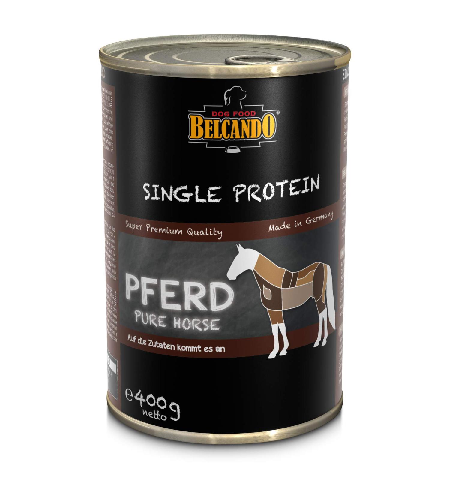 Belcando Single Protein Horse | Double Pack | 2 x 6 x 400 g | Wet Food for Adult Dogs | Grain Free | No Additives | Well-suited for Intolerances