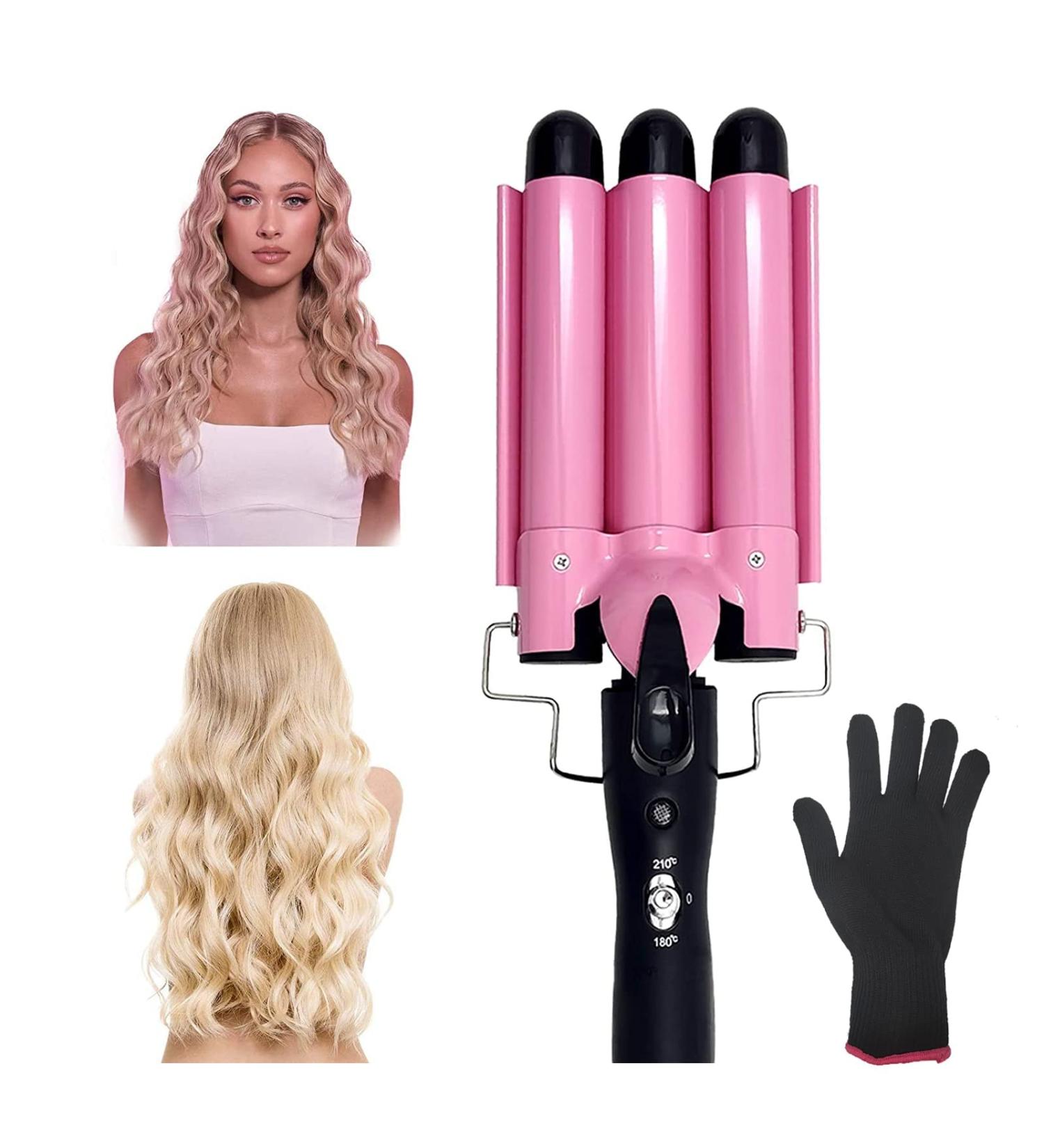 Coidak 3 Barrel Curling Iron Adjustable 25mm Waver for Long/Short Hair - Pink - Buy Online on GoSupps.com