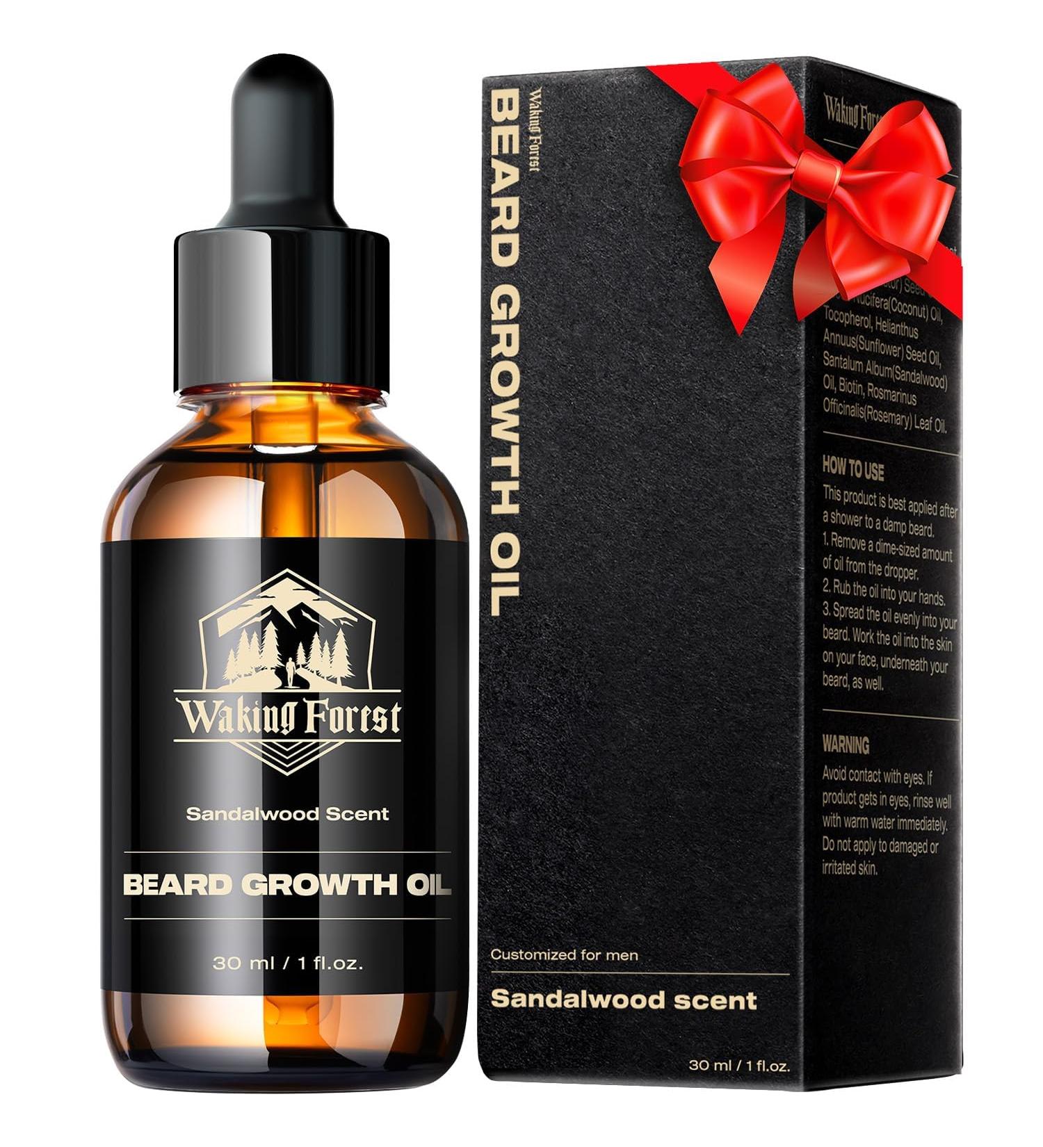 Waking Forest Beard Oil - Sandalwood Beard Growth Oil with Vitamin E Rosemary Castor & Argan - Ideal for Men's Grooming - Buy Online on GoSupps.com