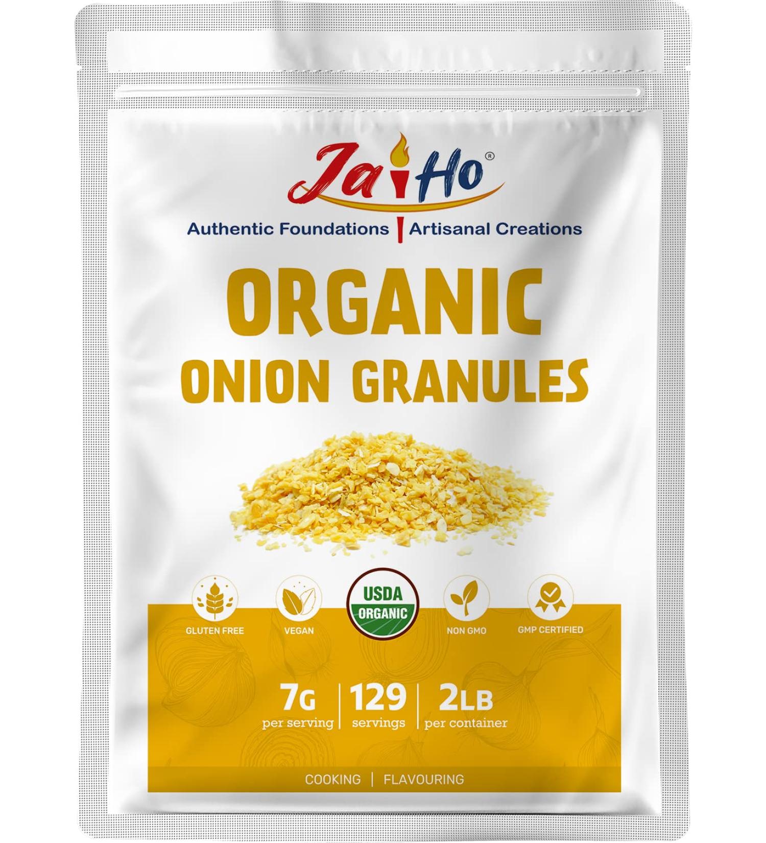 Organic Onion Granules 2 LB - Gluten Free, Vegan, Non-GMO - Resealable Pouch by Jai Ho - Buy Online on GoSupps.com