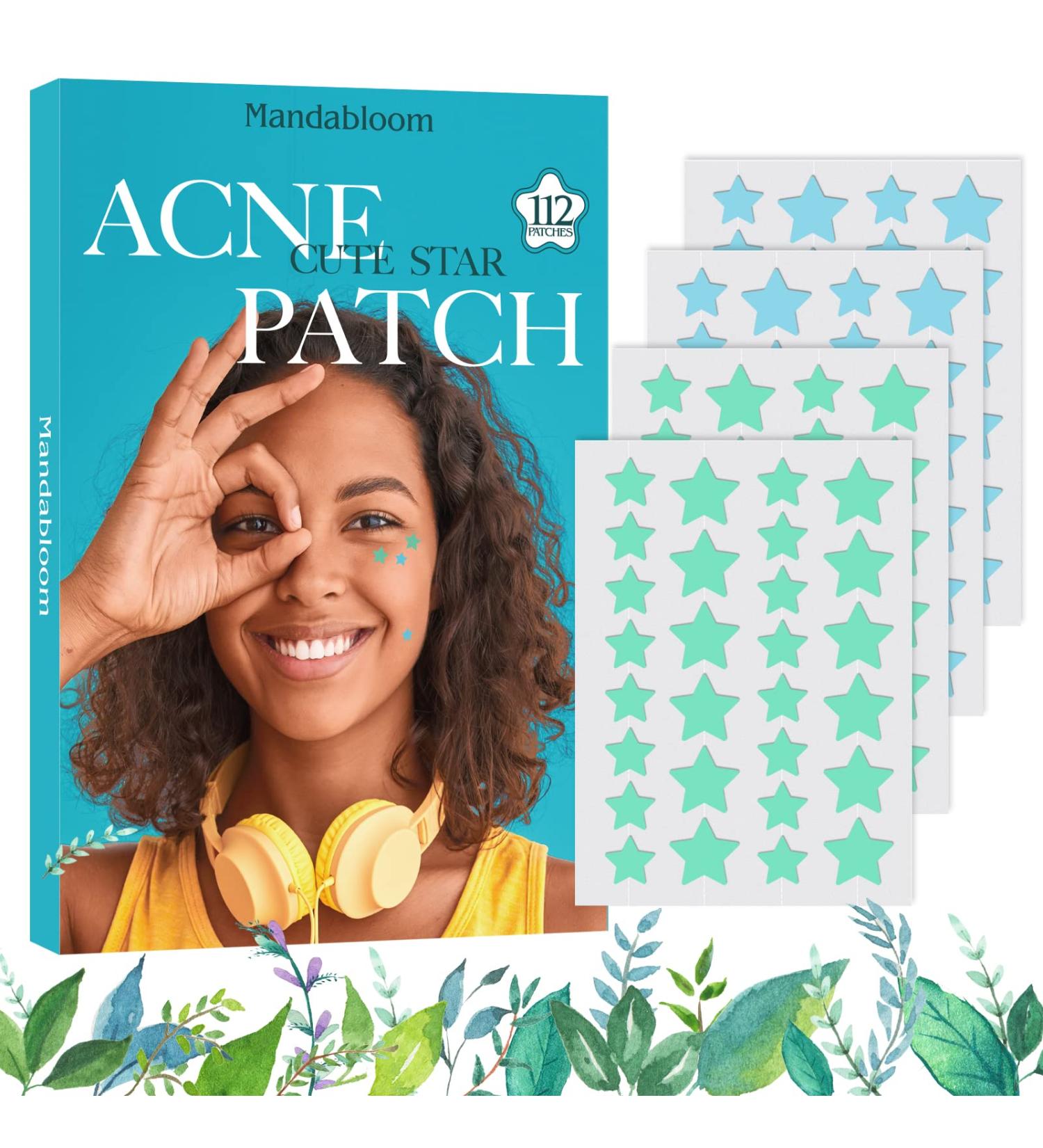 Acne Pimple Patch 112 Patches with Tea Tree & Calendula Oil - Hydrocolloid Acne Dots for Face - Cute Green & Blue Star-Shaped Pimple Stickers - Buy Online on GoSupps.com