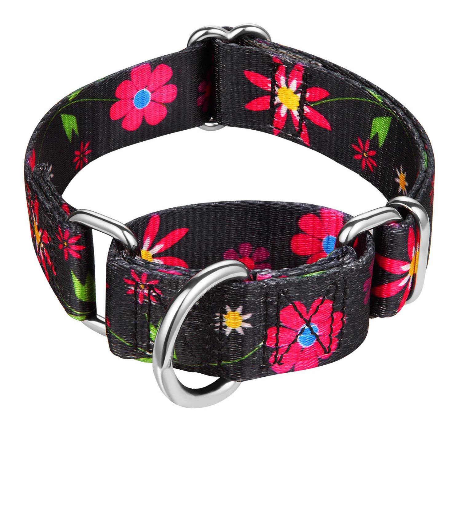 Comfortable Martingale Dog Collar - Adjustable Large Size with Sunflower Flower Pattern | Durable 1-Inch Wide - 43.2 cm to 63.5 cm Neck Circumference - Perfect for International Shipping - Buy Online on GoSupps.com