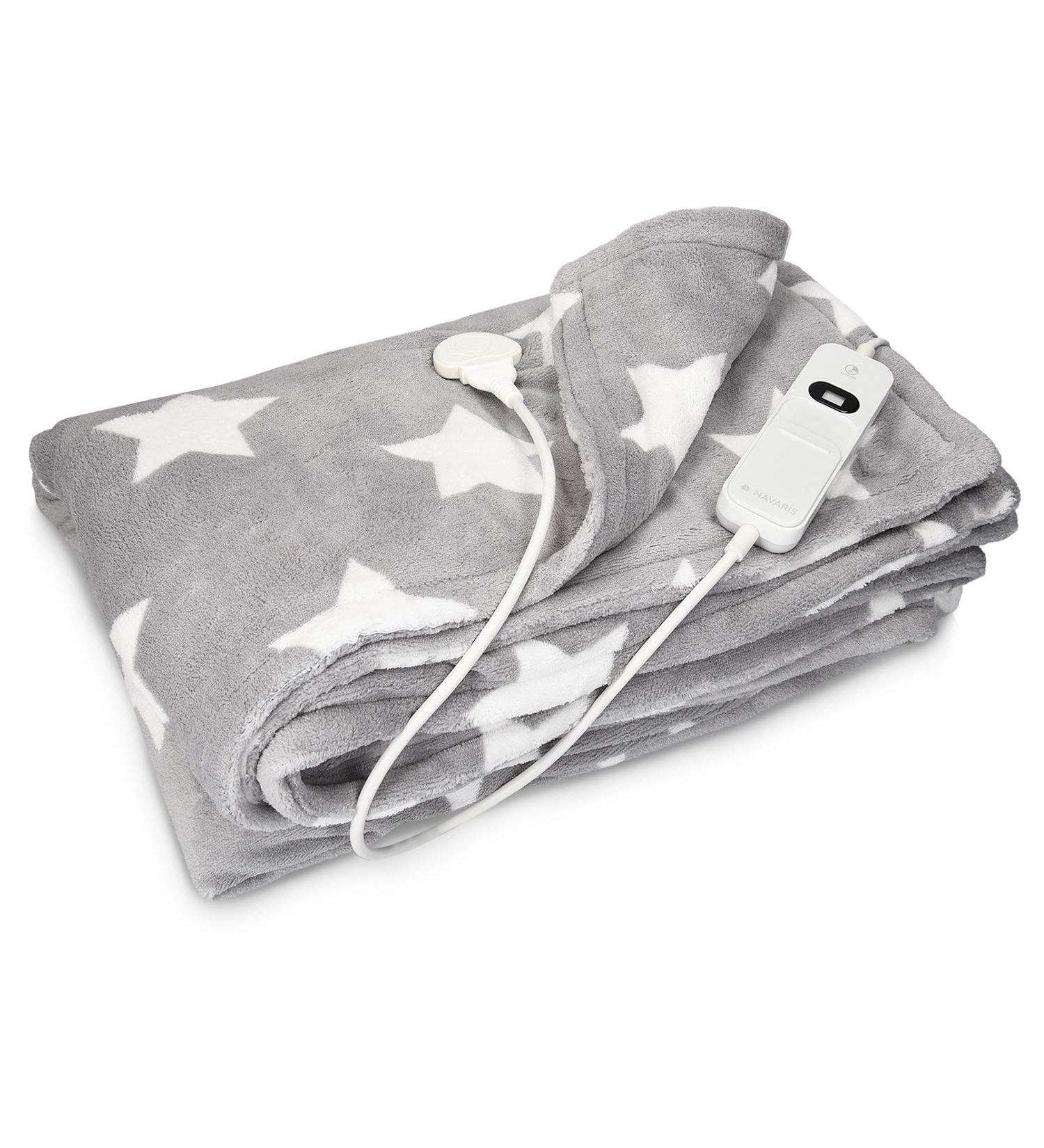 Buy Navaris XXL Electric Heating Ceiling Blanket - 180x130cm 3 Heat Levels Washable Automatic Switch Cozy Light Gray with Stars - International Shipping Available - Buy Online on GoSupps.com