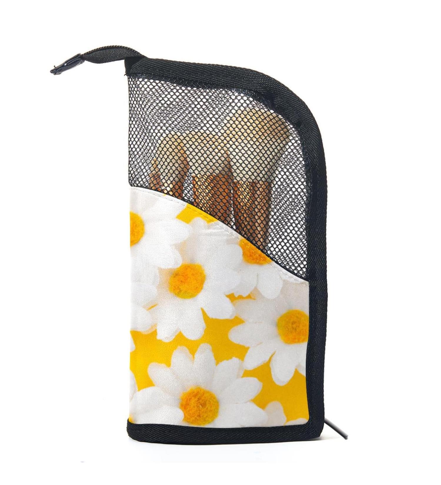 Close Up Daisy Flowers Makeup Brush Holder & Organizer | 12PCS Brushes Included | Travel-Friendly Makeup Case for Women - Buy Online on GoSupps.com