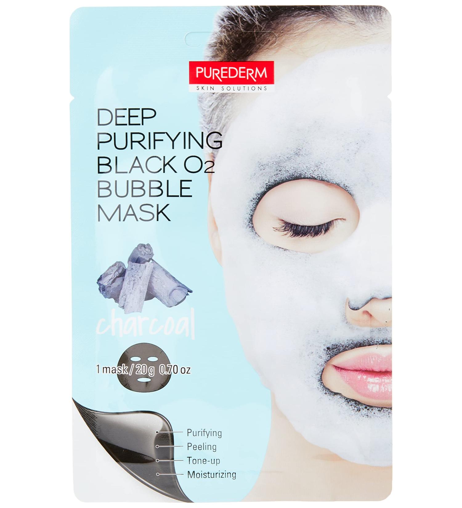 Purederm Charcoal Facial Mask (10 Pack) - Hydrating Bubble Face Sheet Mask with Rich Collagen and Botanical Extracts for Illuminating Skin - Charcoal Infused, 10 Count - Buy Online on GoSupps.com