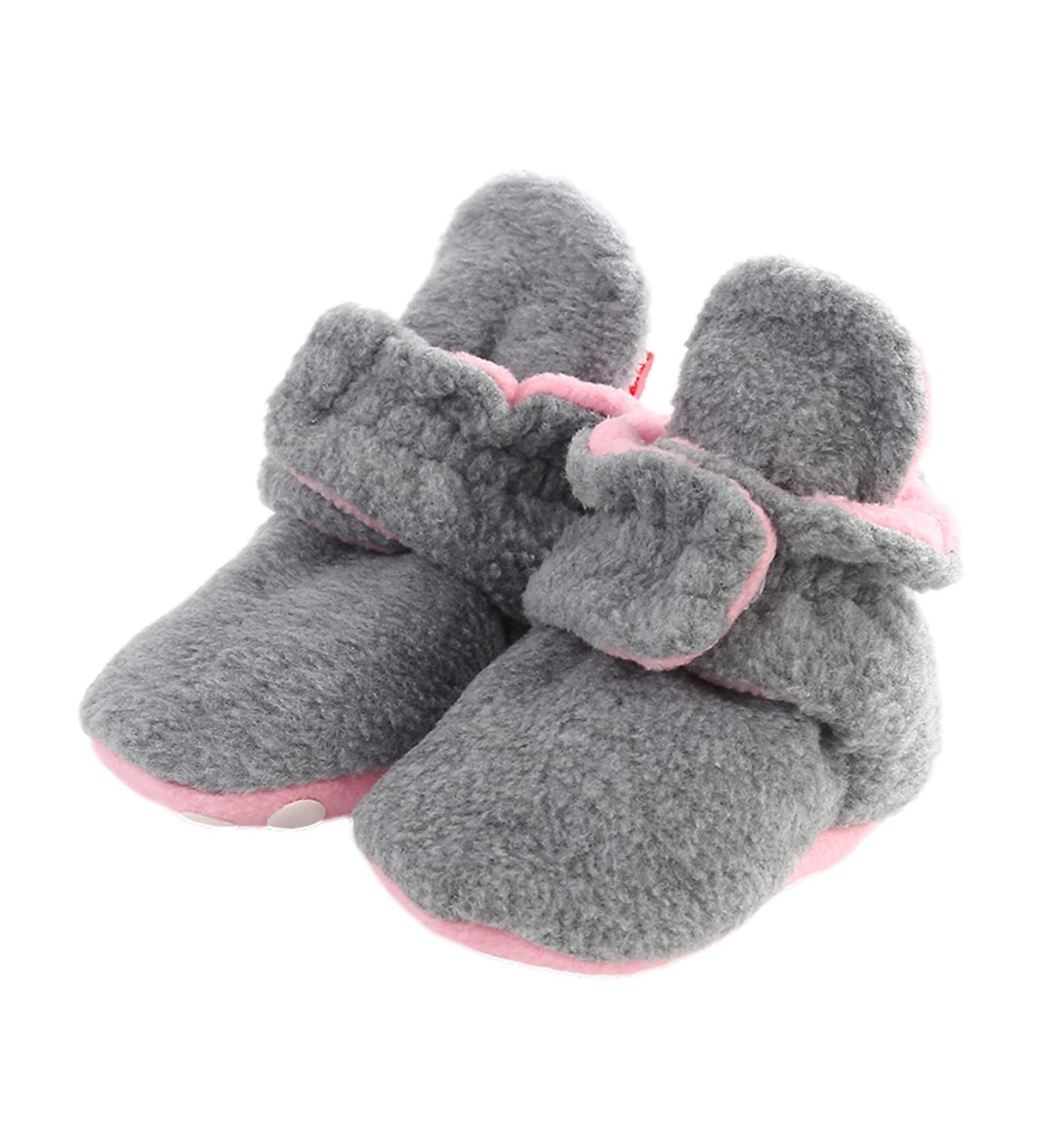 TMEOG Baby Booties Slippers | Infant First Walking Shoes | Winter Sock Crib Shoes for Boys Girls 0-18 Months | Light Grey Pink Furry | 6-12 Months - Buy Online on GoSupps.com