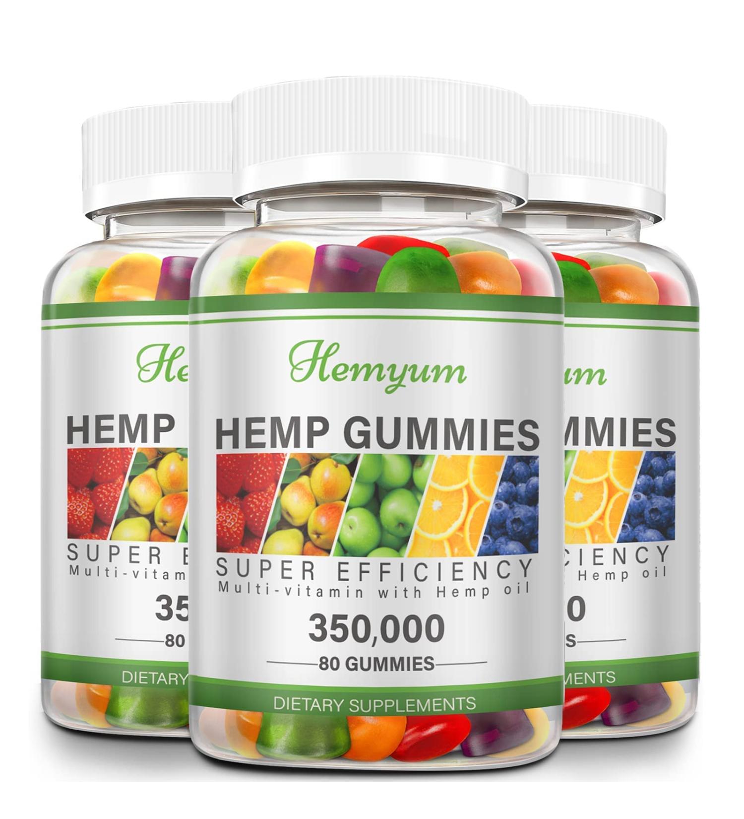 3-Pack High Potency Premium Hemp Gummies with Hemp Oil - Organic Vegan Edibles - Made in USA - Buy Online on GoSupps.com