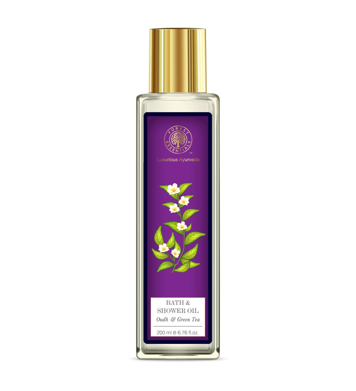 Forest Essentials Oudh & Green Tea Bath Oil - Moisture Replenishing 200ml | International Shipping Available - Buy Online on GoSupps.com