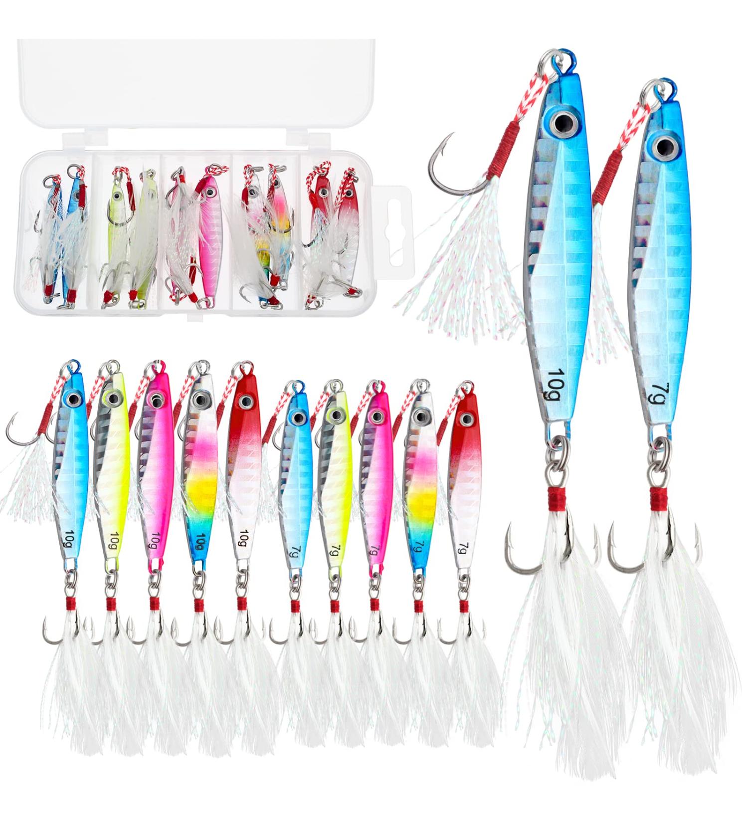 Fishing Jigs & Spoons Lures - Metal Blade Bait Spinner for Walleye, Bass, Trout - 10pcs Set (0.25oz & 0.35oz) - Freshwater & Saltwater Fishing - Buy Online on GoSupps.com
