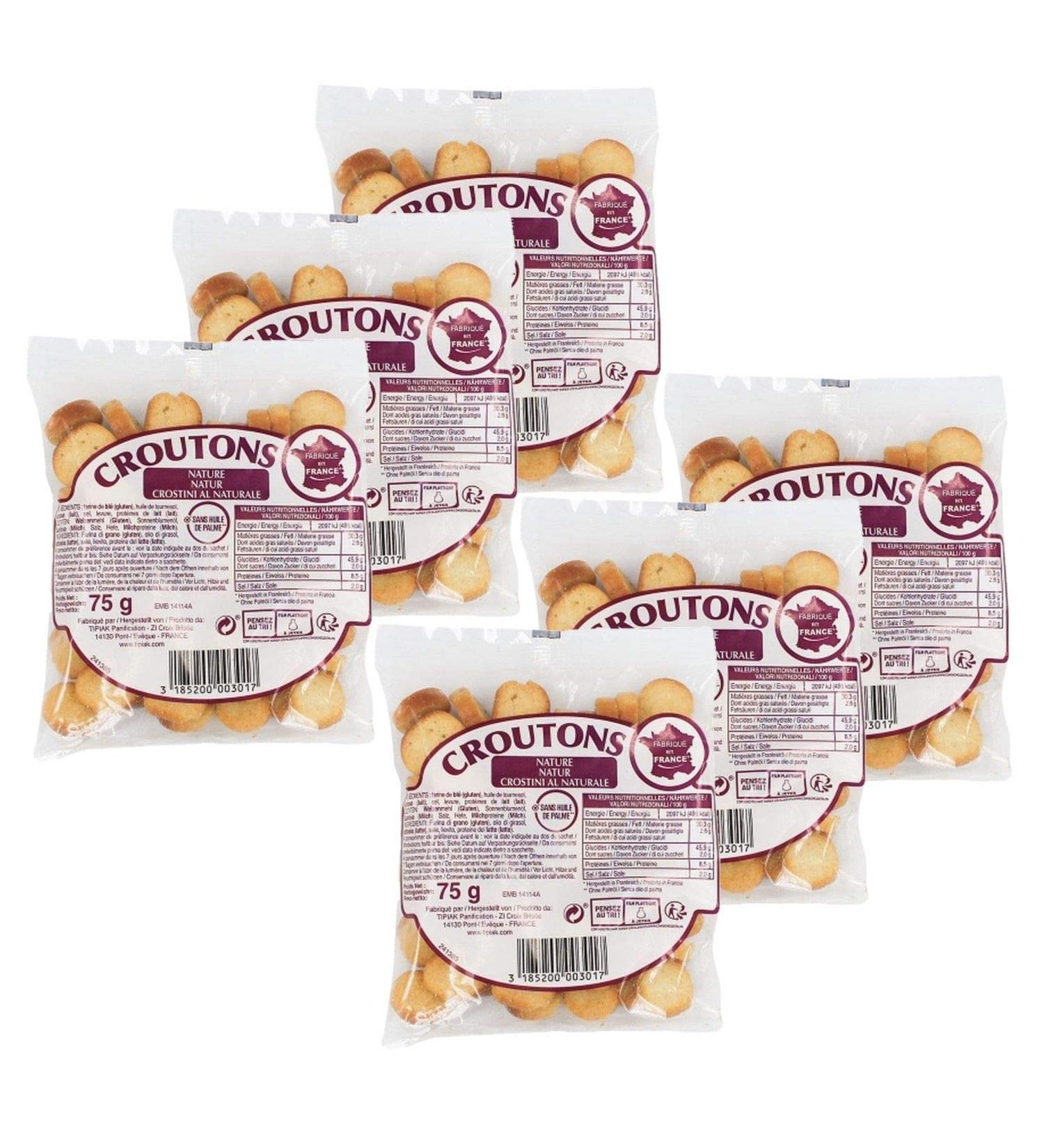 Tipiak Pack of 6 Natural Croutons 75 g Bag