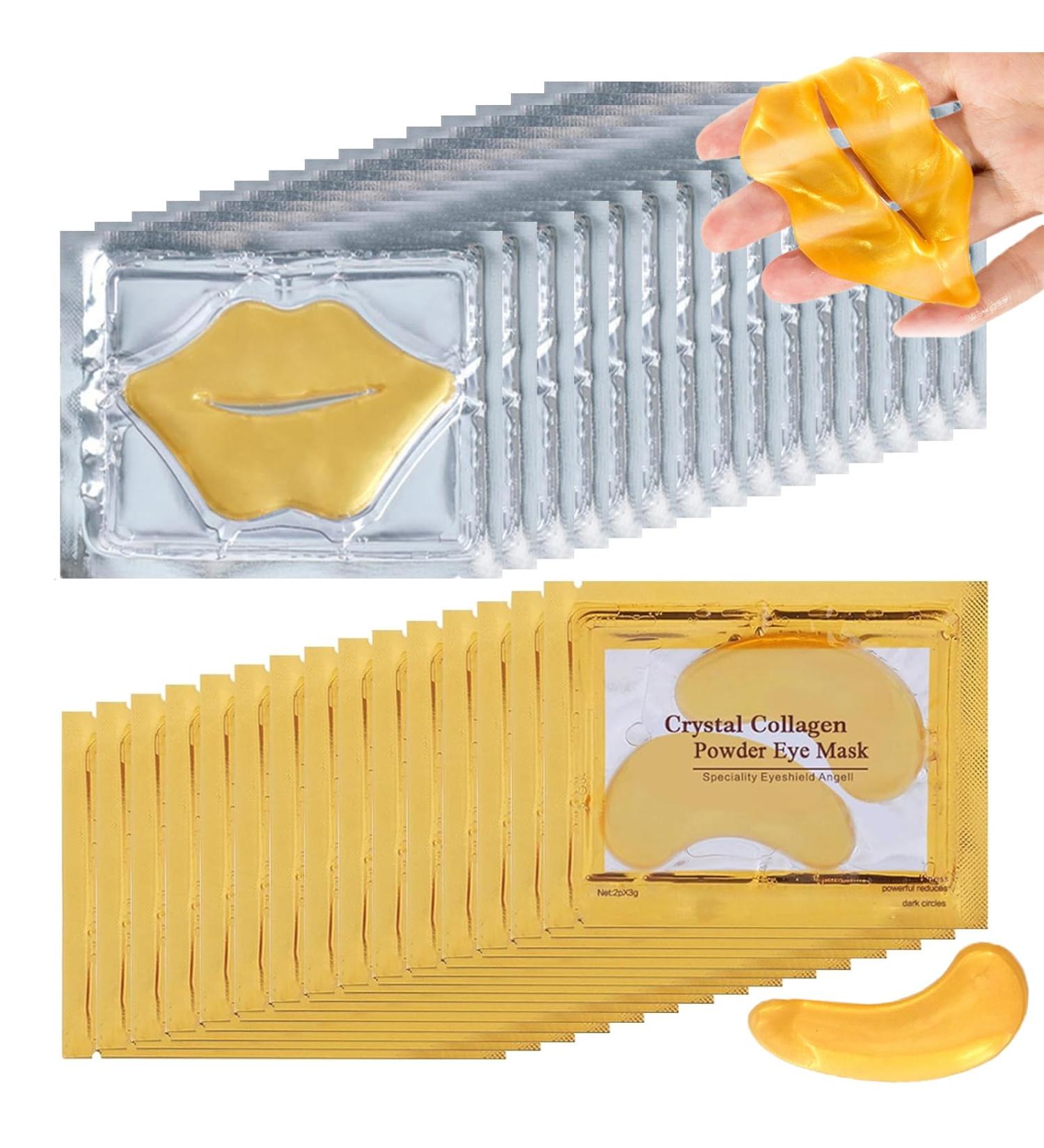 30 Pairs 24K Gold Lip & Under Eye Masks | Moisturizing Gel Patches for Fine Lines & Dark Circles | International Shipping - Buy Online on GoSupps.com