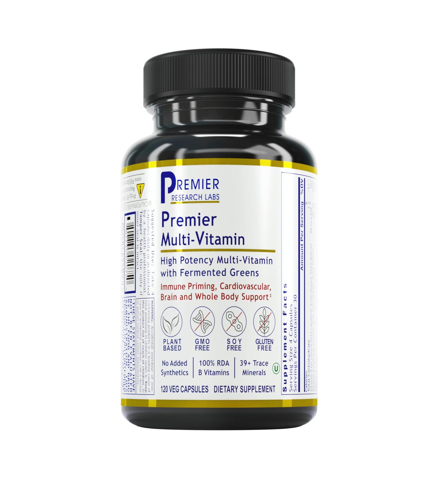 Premier Research Labs Multi-Vitamin - Immune, Brain, Cardio & Whole Body Support - 120 Plant Capsules - Buy Online on GoSupps.com