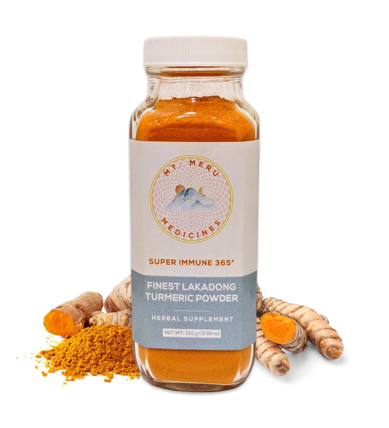 Mt.Meru Medicines Finest Lakadong Turmeric/Haldi Powder Non-GMO Third-Party Tested for Heavy Metals and Curcumin Content Hand-Picked Sun-Dried and Stone-Ground (100g/3.53oz) - Buy Online on GoSupps.com
