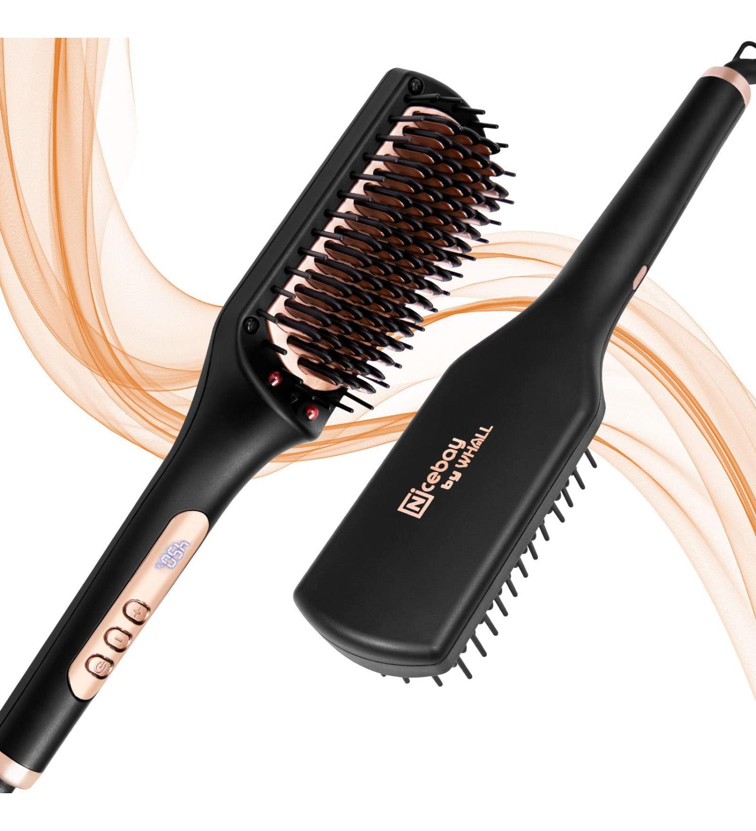 Ionic Hair Straightener Brush - Fast Heating & Anti-Scald Technology - 6 Temp Settings - Effective Hair Care - Black & Yellow - Buy Online on GoSupps.com