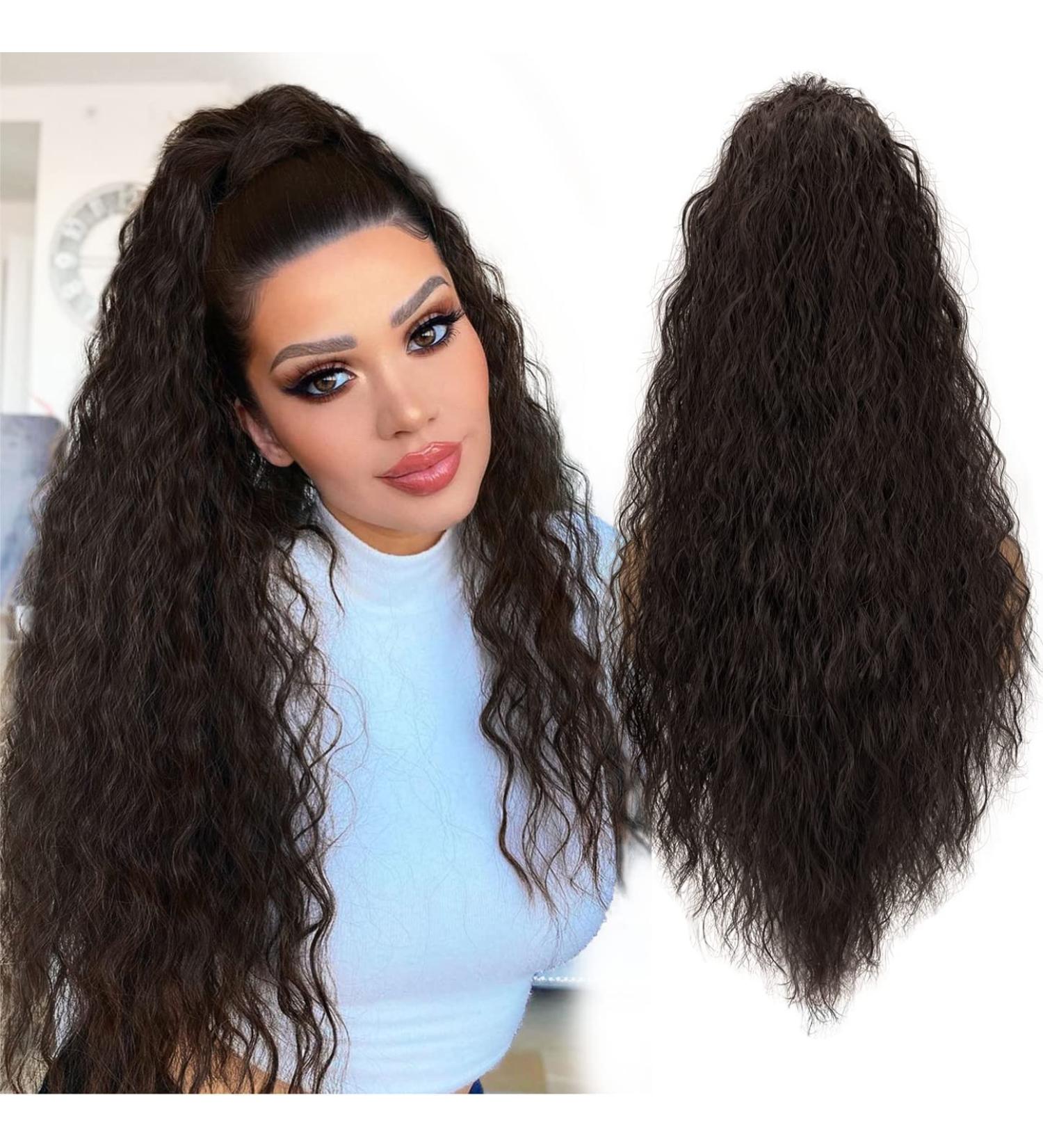 Allyreetress Long Curly Drawstring Ponytail Extension for Women Clip in Ponytail Hair pieces Synthetic Long Curly Wavy Clip in Pony tail Hair Extensions for Daily Party Use (26 Inch Dark Brown) 26 inches Dark Brown - Buy Online on GoSupps.com