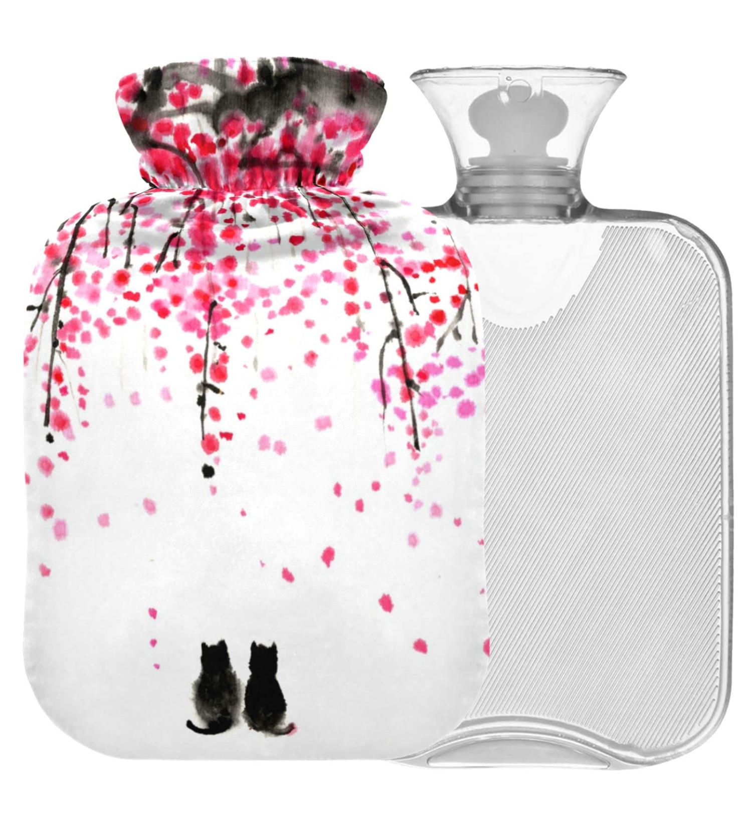 NAANLE Cat Under Cherry Tree Hot Water Bottle 1L - Transparent Cover for Menstrual Cramps & Pain Relief | Heat & Cold Therapy - Buy Online on GoSupps.com