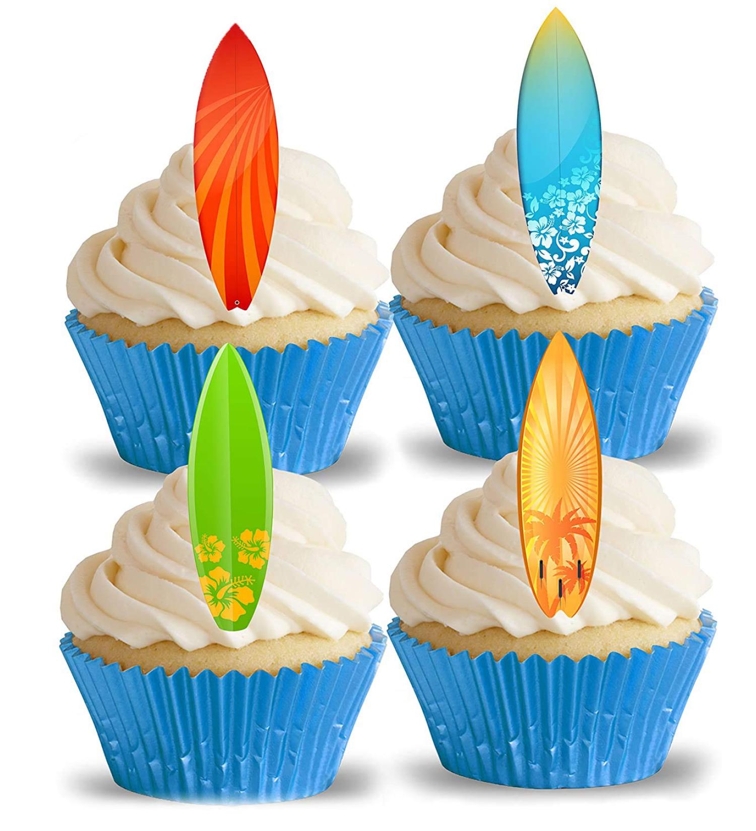 Pre -cut cool Surfbretter II. Essential rice paper for cupcakes cakes desserts sports summer beach vacation party birthday decoration