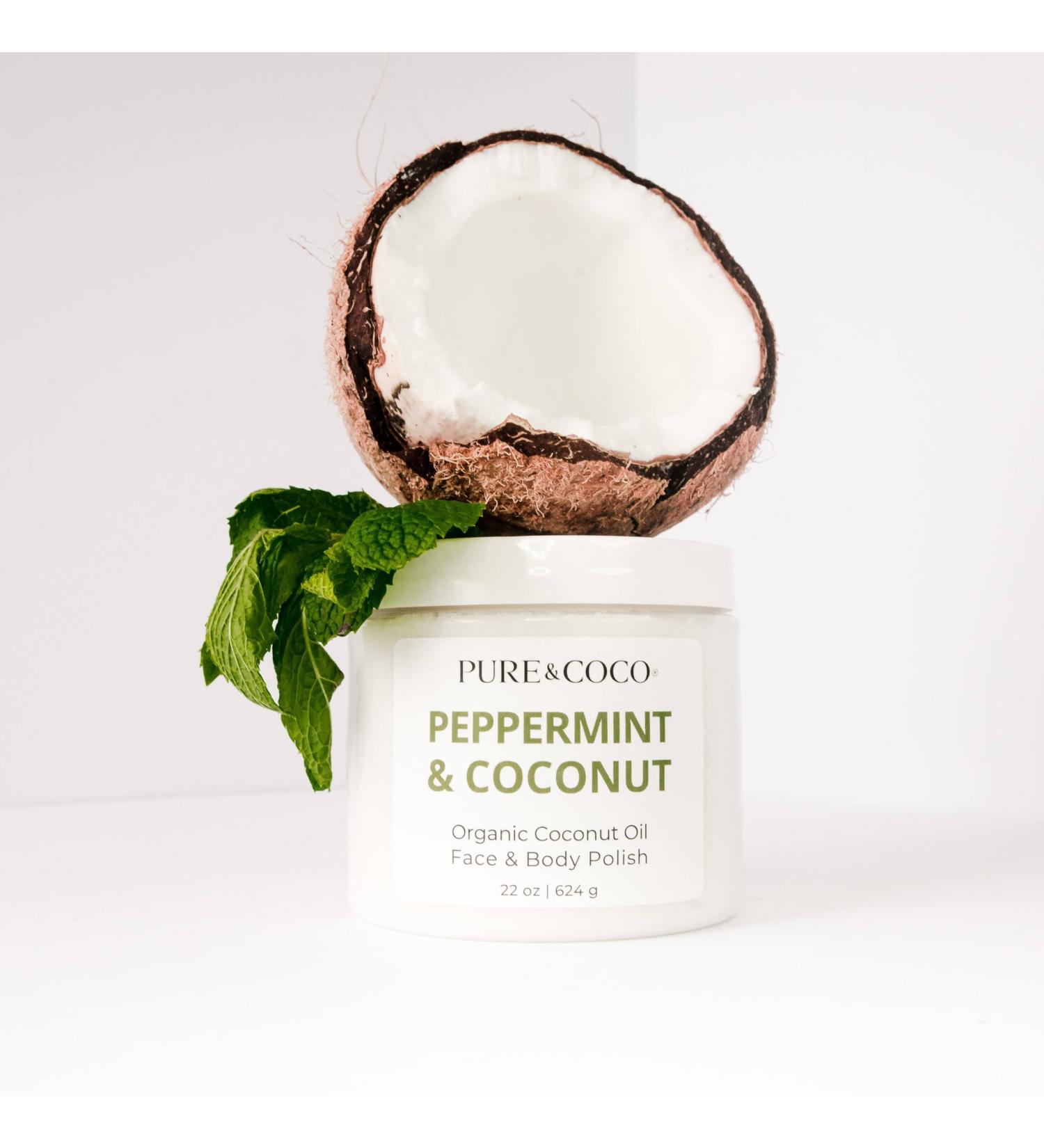 Peppermint & Coconut Organic Coconut Oil Face & Body Polish Moisturizing Oil Daily Face Scrub Exfoliating Hydrating Body Scrub for Dry Skin and Leg Exfoliator for A Natural Youthful Glow All Over - Buy Online on GoSupps.com