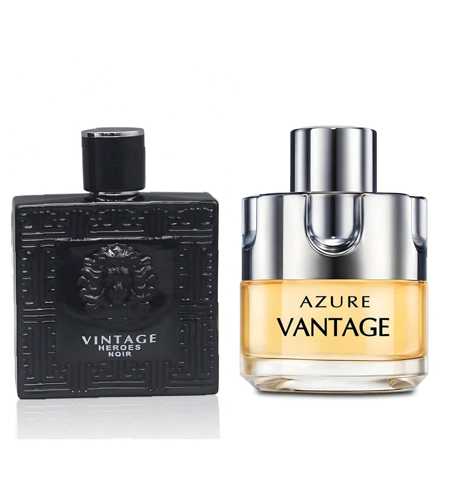 Vintage Heroes Noir&Azure Vantage Combo Cologne for Men/Eau de Parfum Natural Spray Top Notes of Green Apple and Lemon Middle Notes of Tonka Bean Base Notes of Geranium- Natural Spray 100ML - Buy Online on GoSupps.com