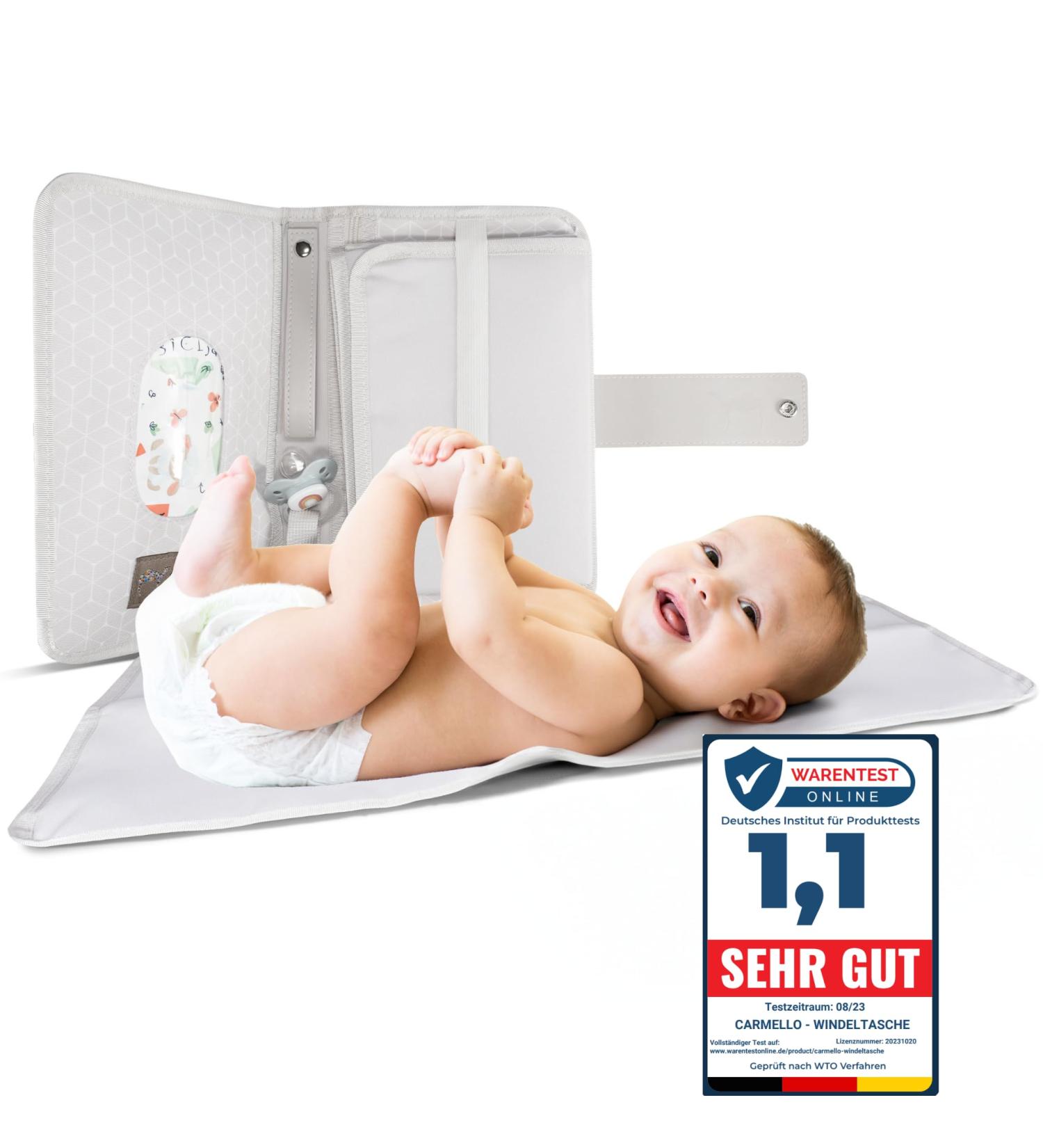 Carmello Diaper Bag with Diaper Pad - Test Winner High-Quality Anti-Allergic Canvas Includes eBook - Best Gift for Baby Practical Beige Baby Bag for Travel - Buy Online on GoSupps.com