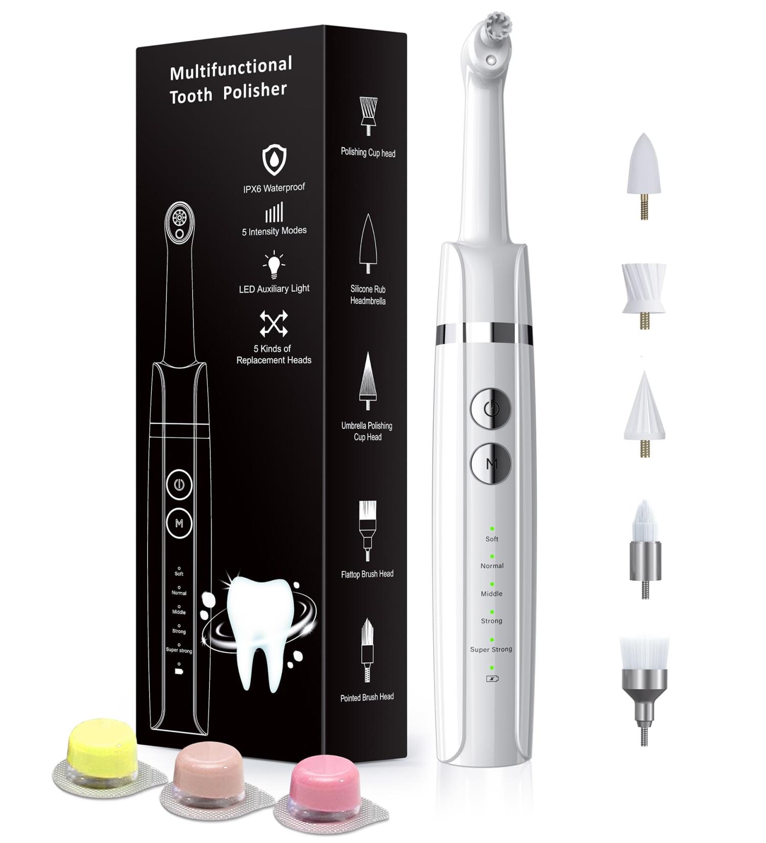 Tooth Whitening Set - Stim-U-Dent Bleaching Teeth Kit with 5 Modes 5 Heads & 3 Polishing Pastes for Effective Tooth Cleaning & Whitening - Buy Online on GoSupps.com