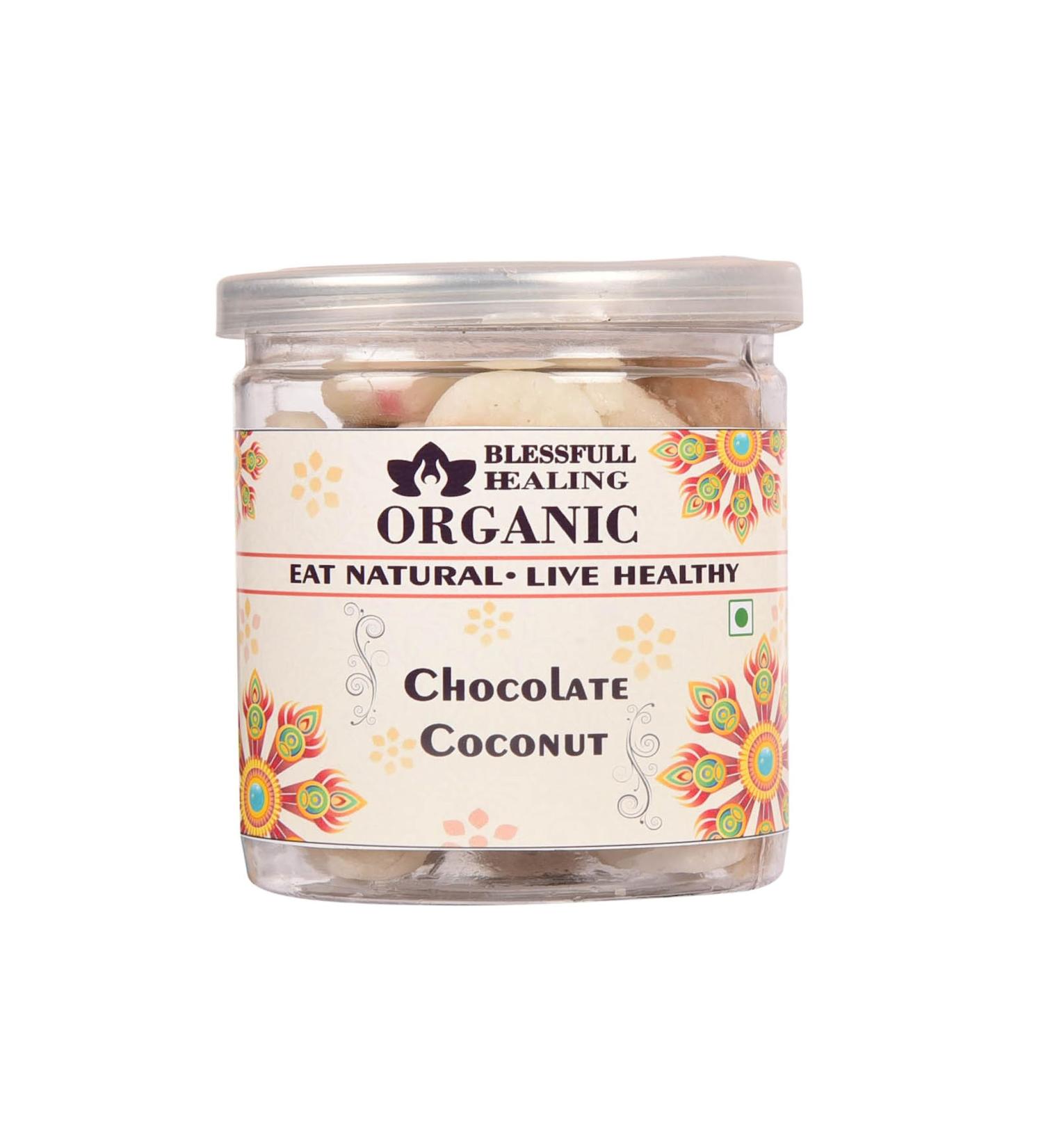 Blessfull Healing Organic Chocolate Coconut 300 Gram Airtight Container (Packing May Vary)