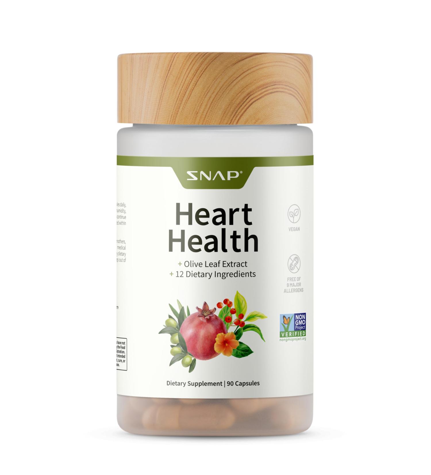 Snap Supplements Heart Health Support Supplement - Botanical Support for Heart Health Healthy Circulation and Nitric Oxide Levels 90 Capsules (30 Servings 1 Month Supply) 90 Count (Pack of 1) - Buy Online on GoSupps.com