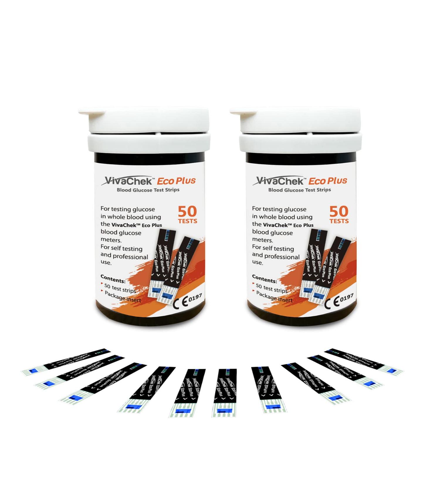 VivaChek ECO Plus Diabetes Test Strips & Lancets Kit - 100 No Coding Blood Glucose Test Strips for UK Diabetics - Buy Online on GoSupps.com