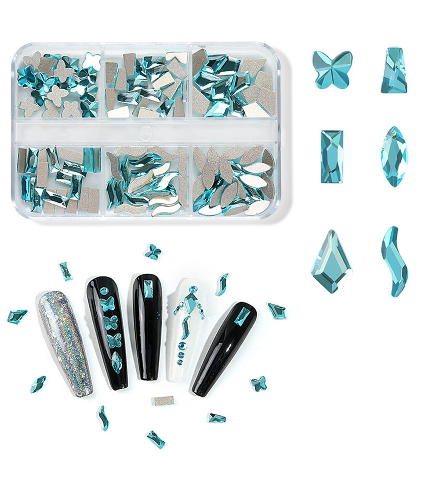 FEIlei Clear Glass Crystal Nail Rhinestones 3D Nail Gems Nail Diamond Mixed Nail Stones - Buy Online on GoSupps.com