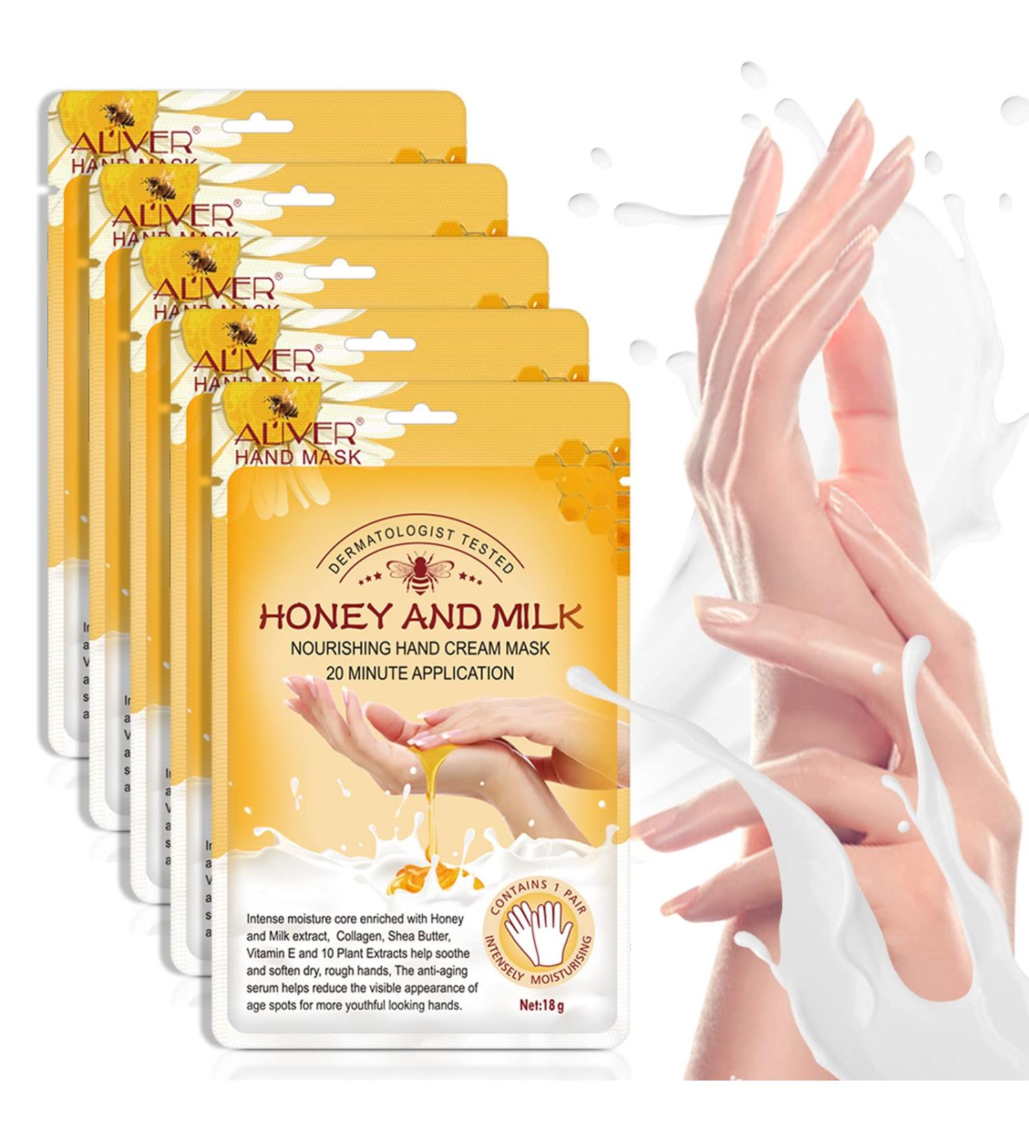 Gnapy Handmask: 5 Pairs of Honey Milk Moisturizing Gloves for Dry Cracked Hands - Hand Preservation for Women - Buy Online on GoSupps.com