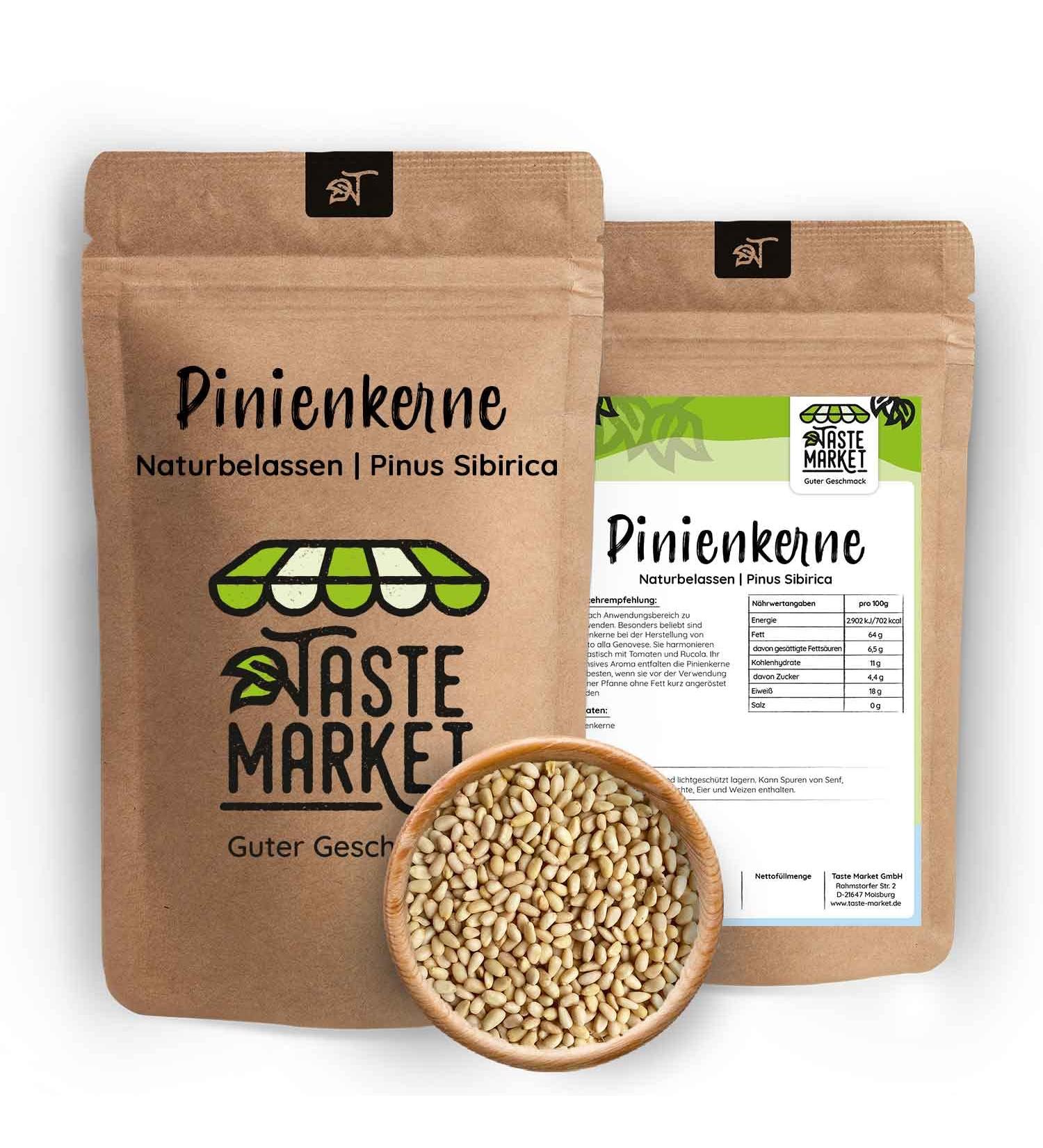 Buy 2 kg Untreated Natural Pine Nuts | TASTE MARKET Quality | Light Nutty Flavor | International Shipping - Buy Online on GoSupps.com