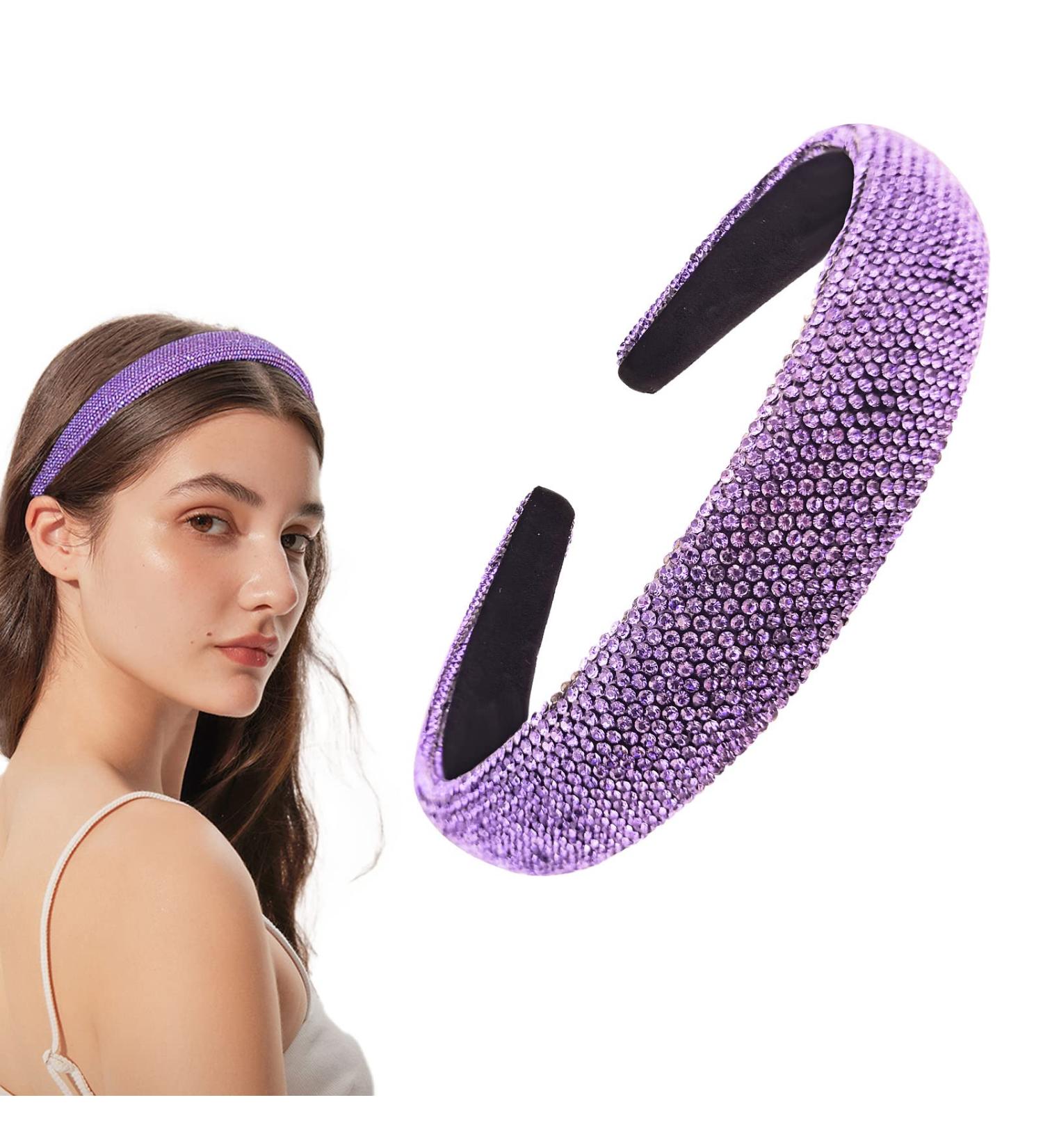 DonLeeving Rhinestone Headband Women Girls Fashion Glitter Headband Purple Cute Hair Hoop Wave Shape Headband Fashion Hair Accessories for Women Girls - Buy Online on GoSupps.com