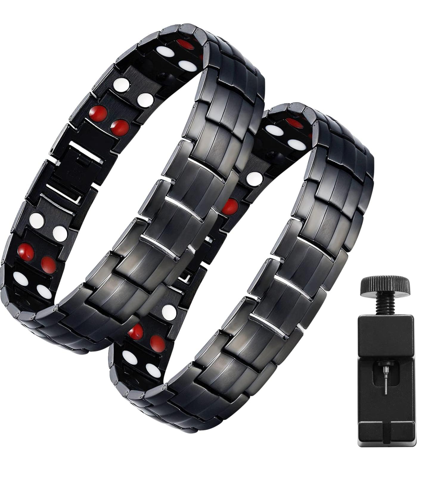 Lymph Detox Adjustable Magnetic Therapy Bracelet for Circulation & Pain Relief (2 Pcs) - Men & Women - Buy Online on GoSupps.com