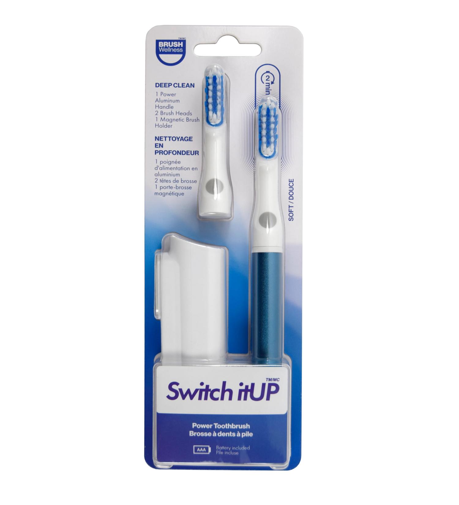 Deep Clean Power Aluminum Handle Toothbrush - 2 Switch itUp Brush Heads & Magnetic Holder | International Shipping - Buy Online on GoSupps.com