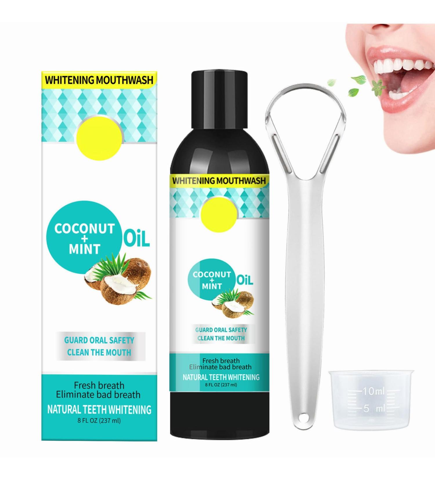 Whitening Oil Mouthwash | Natural Ayurvedic Coconut Peppermint Oil for Teeth Whitening | International Shipping - Buy Online on GoSupps.com