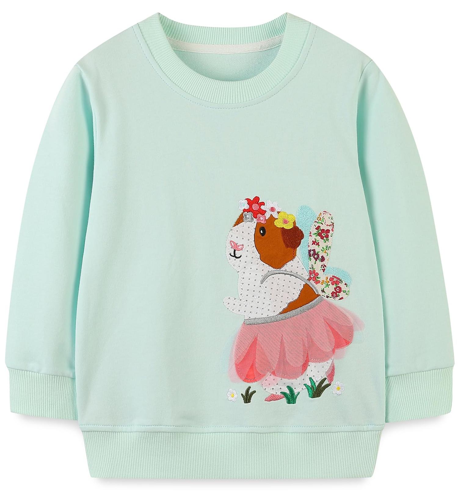 Girls Cotton Sweatshirt- Blue Long Sleeve Pullover for Kids (1-12 Years) - Buy Online on GoSupps.com