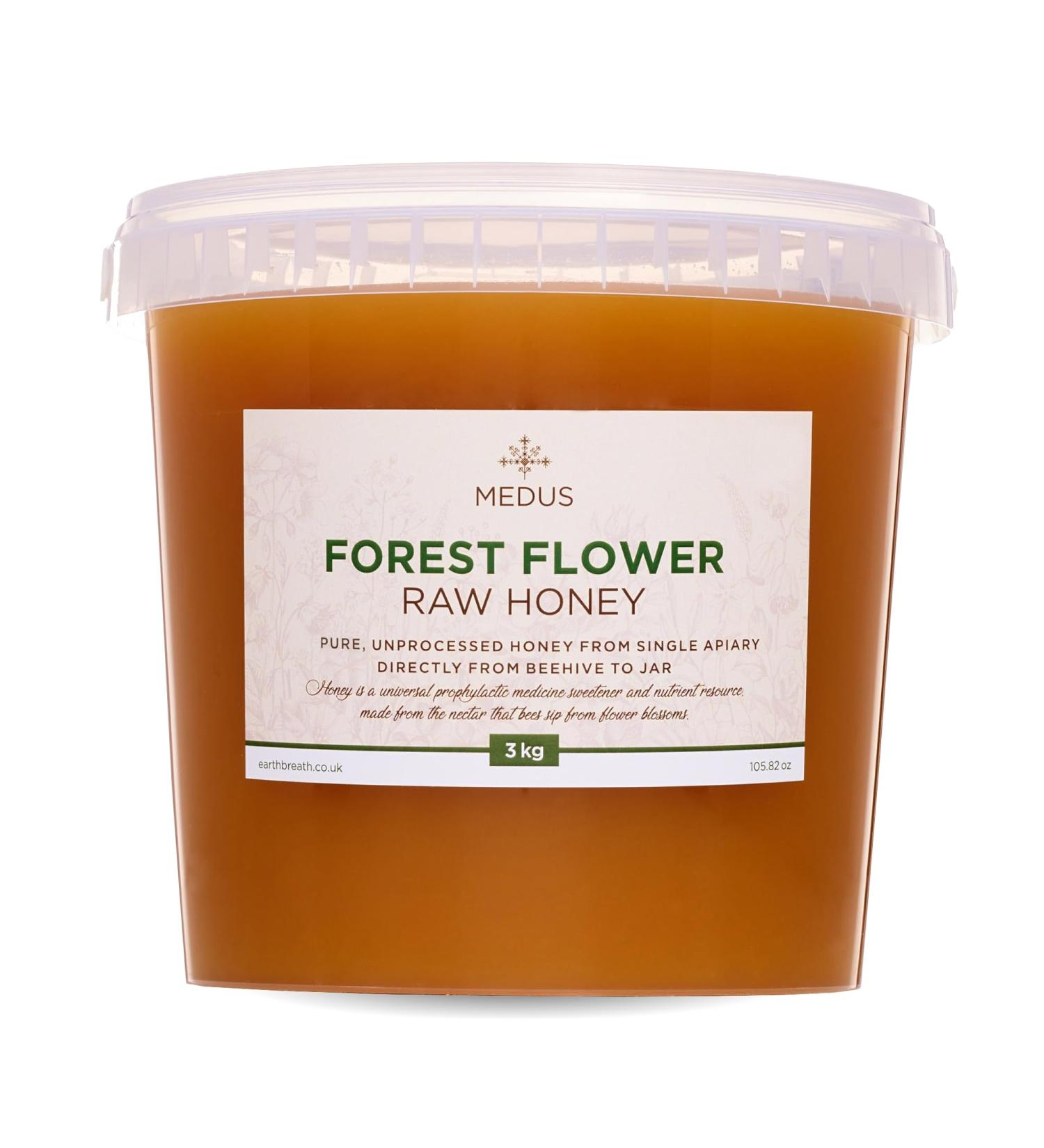 Earthbreath Forest Flower Raw Honey 3kg - Pure Dark Unpasteurised and Unfiltered - Natural Sweetener for Cooking Tea Coffee Milk Juice - 3.00 kg - Buy Online on GoSupps.com