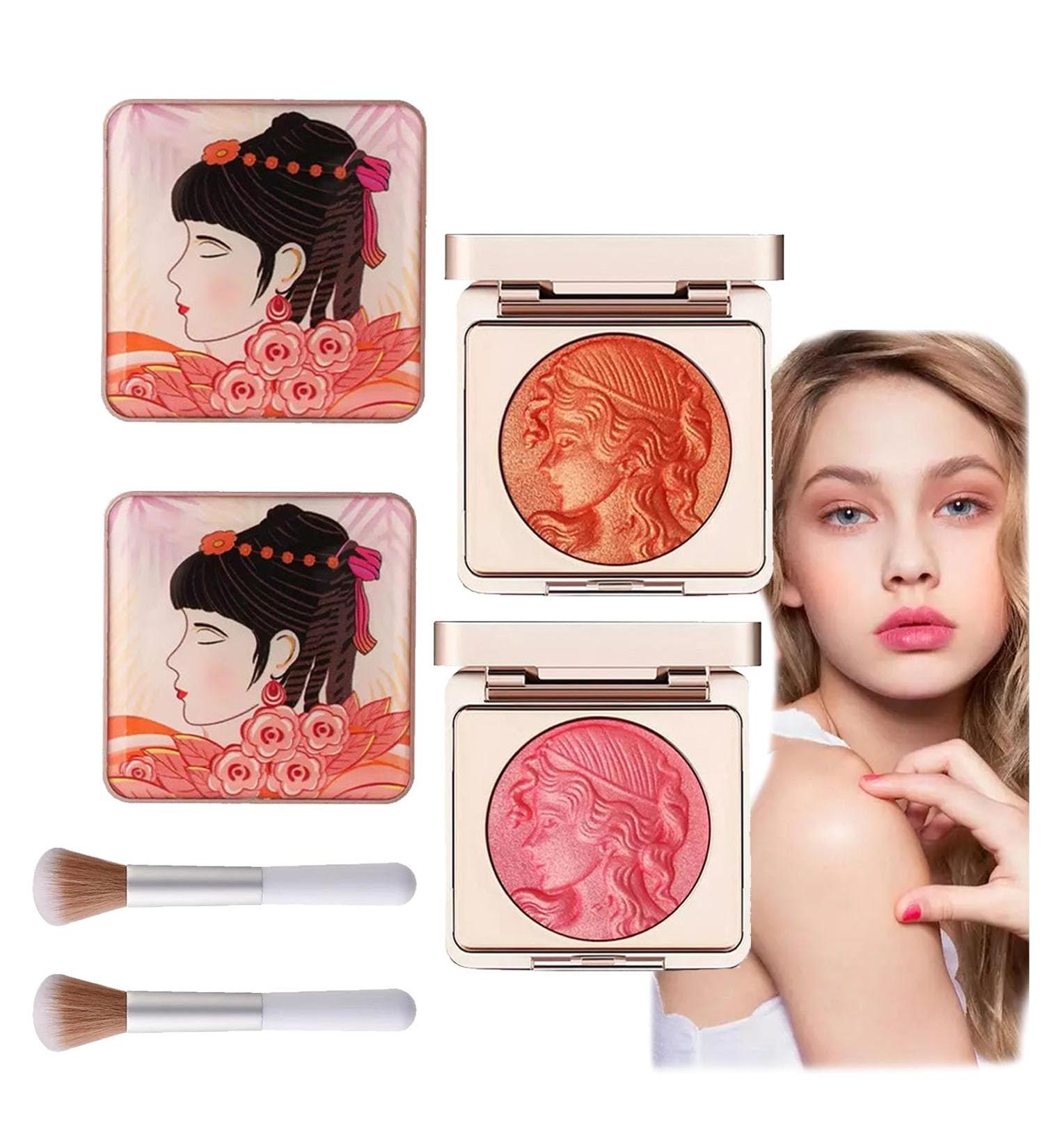 Embossed Girl Blush for Cheeks embossed smooth powder blush palette for cheeks multi-purpose smooth lasting blush palette Matte Face Powder Blush Palette for All Skins (Orange+Cherry) - Buy Online on GoSupps.com