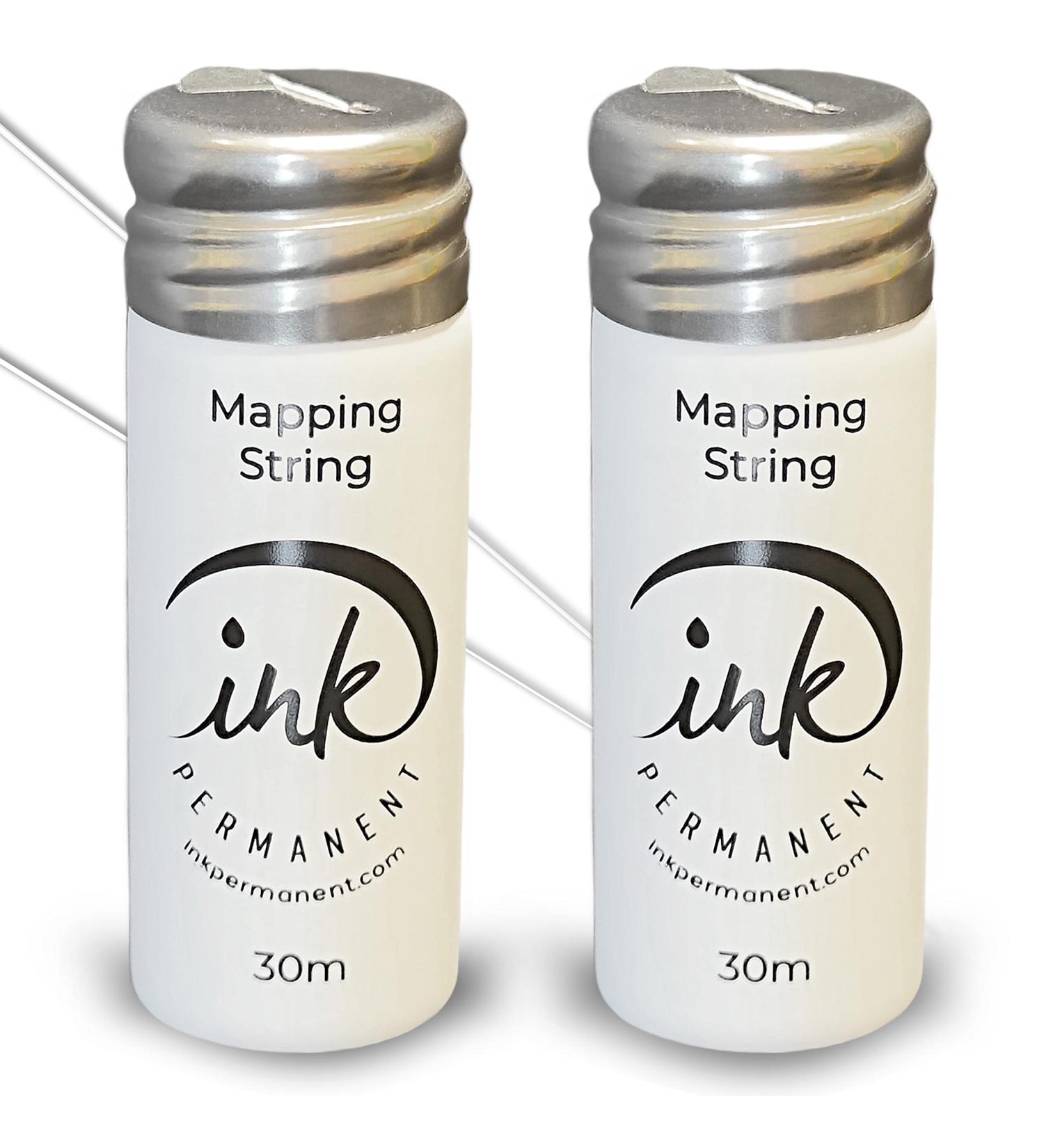 Ink Permanent White Brow Mapping String  2 X 100 Ft Bottles - 60 m  Pre-Inked Mapping String for Permanent Makeup and Microblading Supplies | Brow Mapping Kit | Mapping String for Brow Mapping