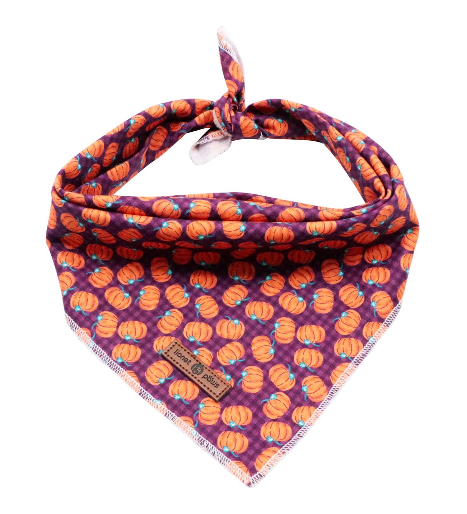 Lionet Paws Halloween Dog Bandana | Triangular Scarf for Small Medium & Large Dogs | Pumpkin Design (Pack of 1) - Buy Online on GoSupps.com