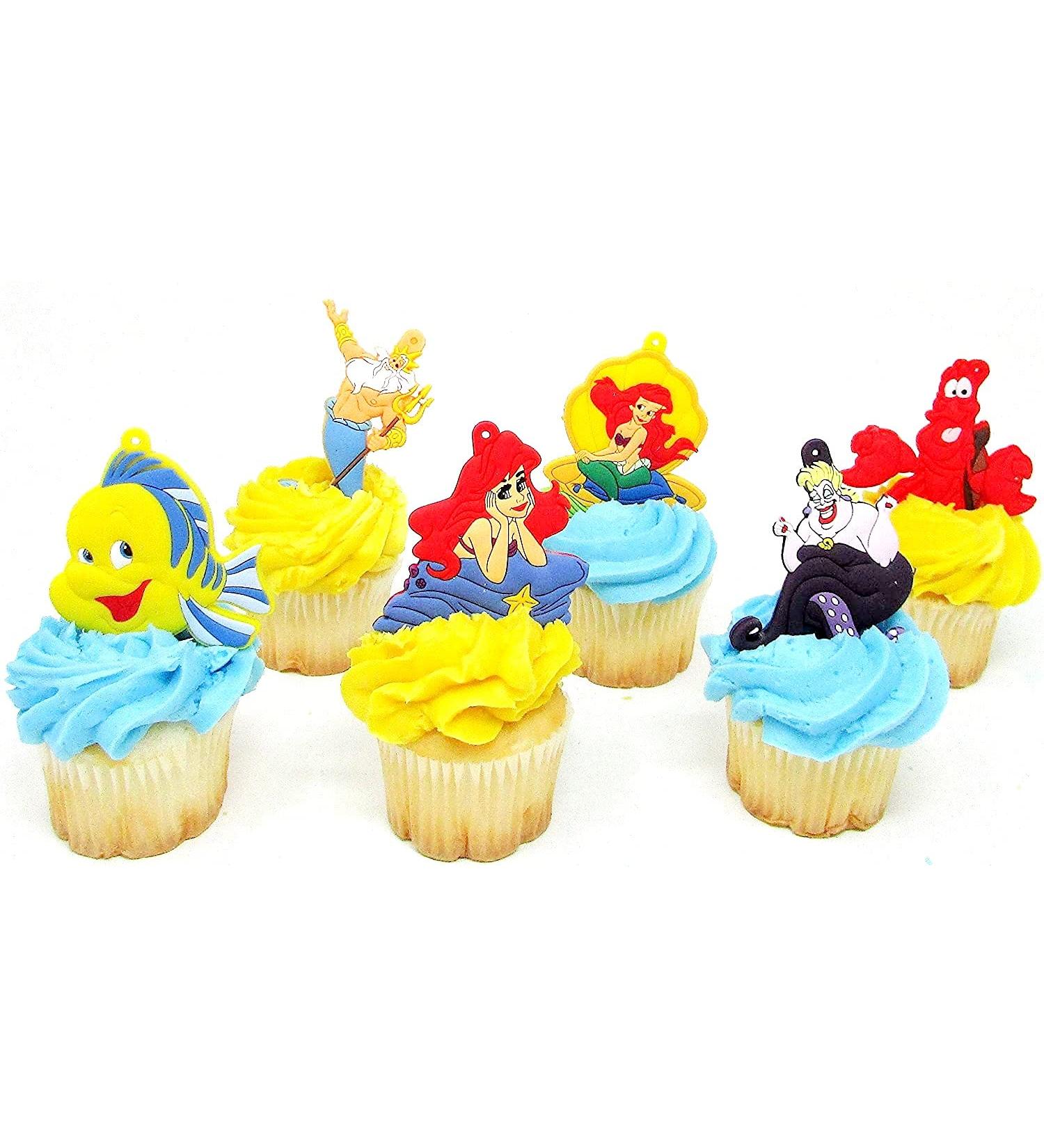 Little Mermaid Birthday Cake CUPCAKE Topper Featuring Ariel and Friends - Buy Online on GoSupps.com
