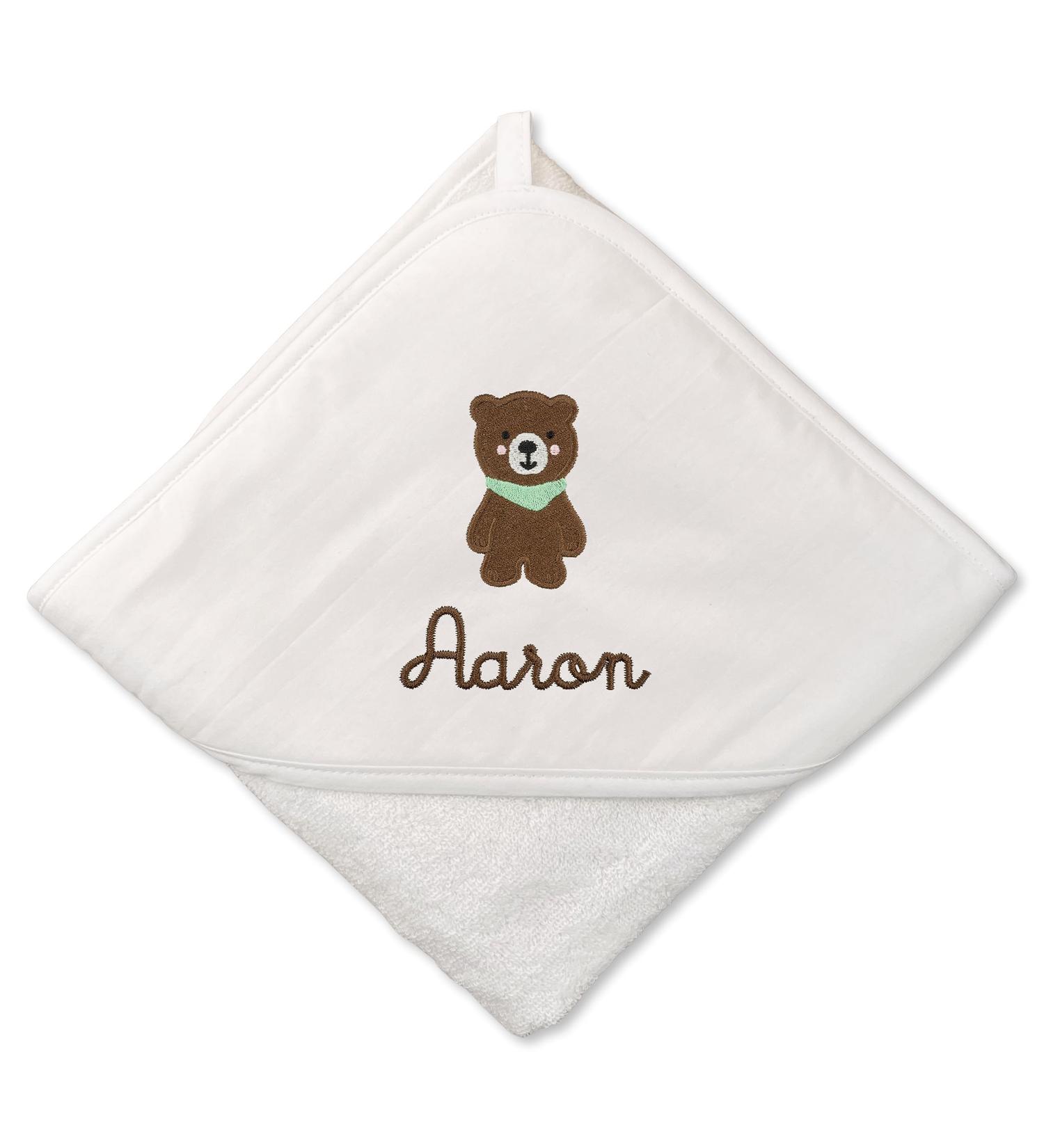 Personalized White Hooded Towel for Kids - 100x100cm 100% Cotton | Custom Baby Bath Towel for Boys & Girls - Buy Online on GoSupps.com