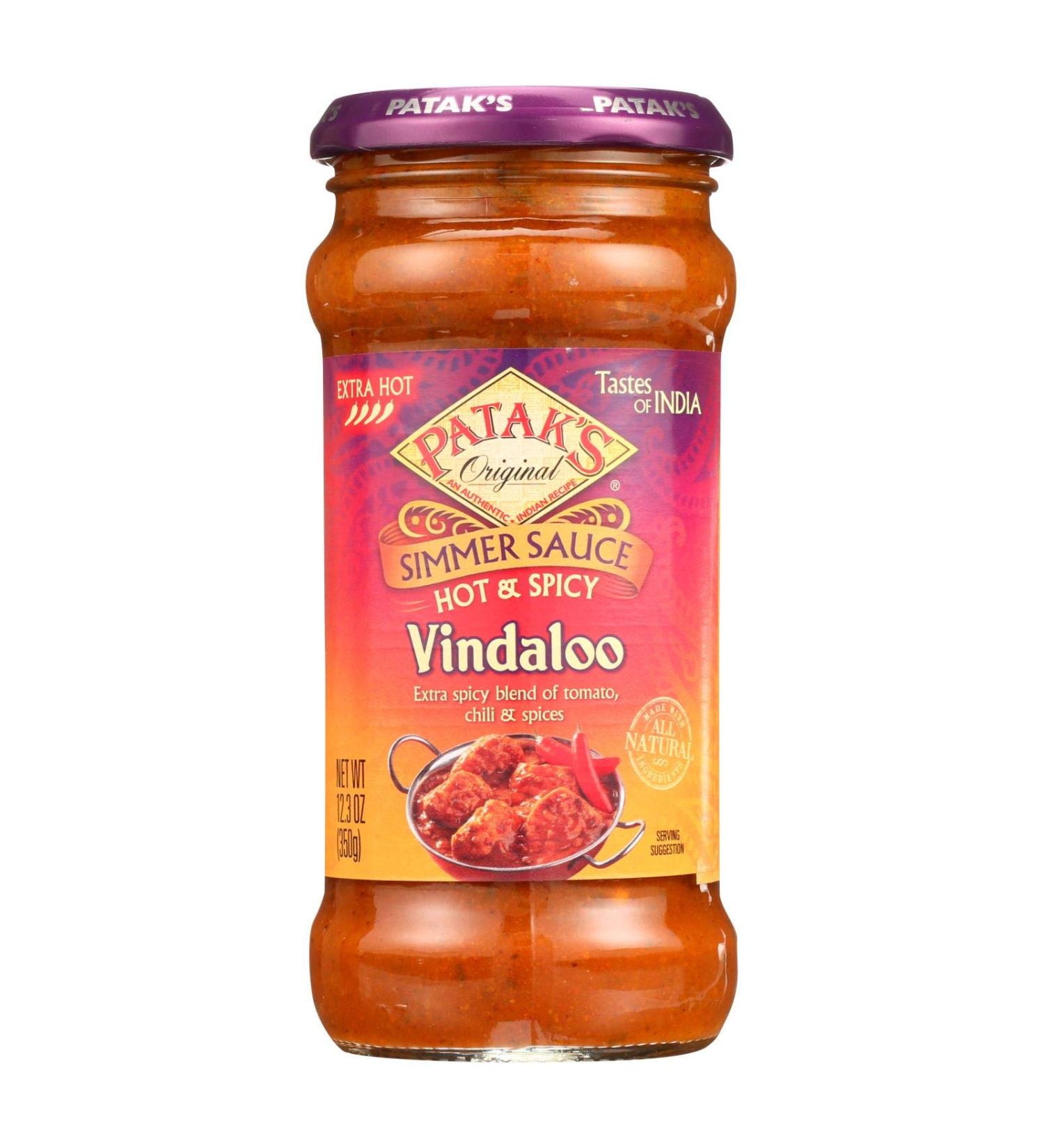 Patak's Simmer Sauce, Hot and Spicy Vindaloo, 12.3 Ounce (Pack of 6)