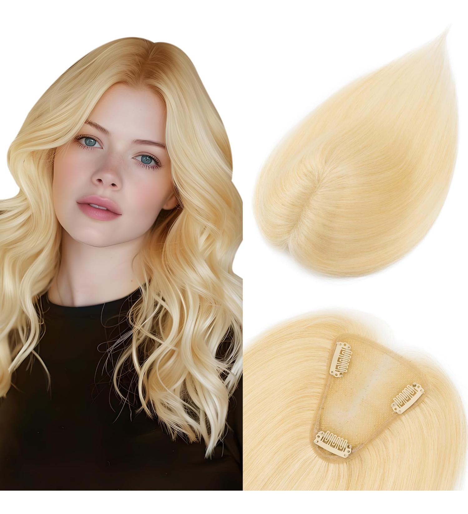 TESS Clip in Hair Pieces for Women Extensions Toupee Hair Topper Hair Toppers for Thinning Hair Women Real Hair - 06 Inch 14 g #613 Bleached blonde 06 Inch #613 Bleached blonde - Buy Online on GoSupps.com